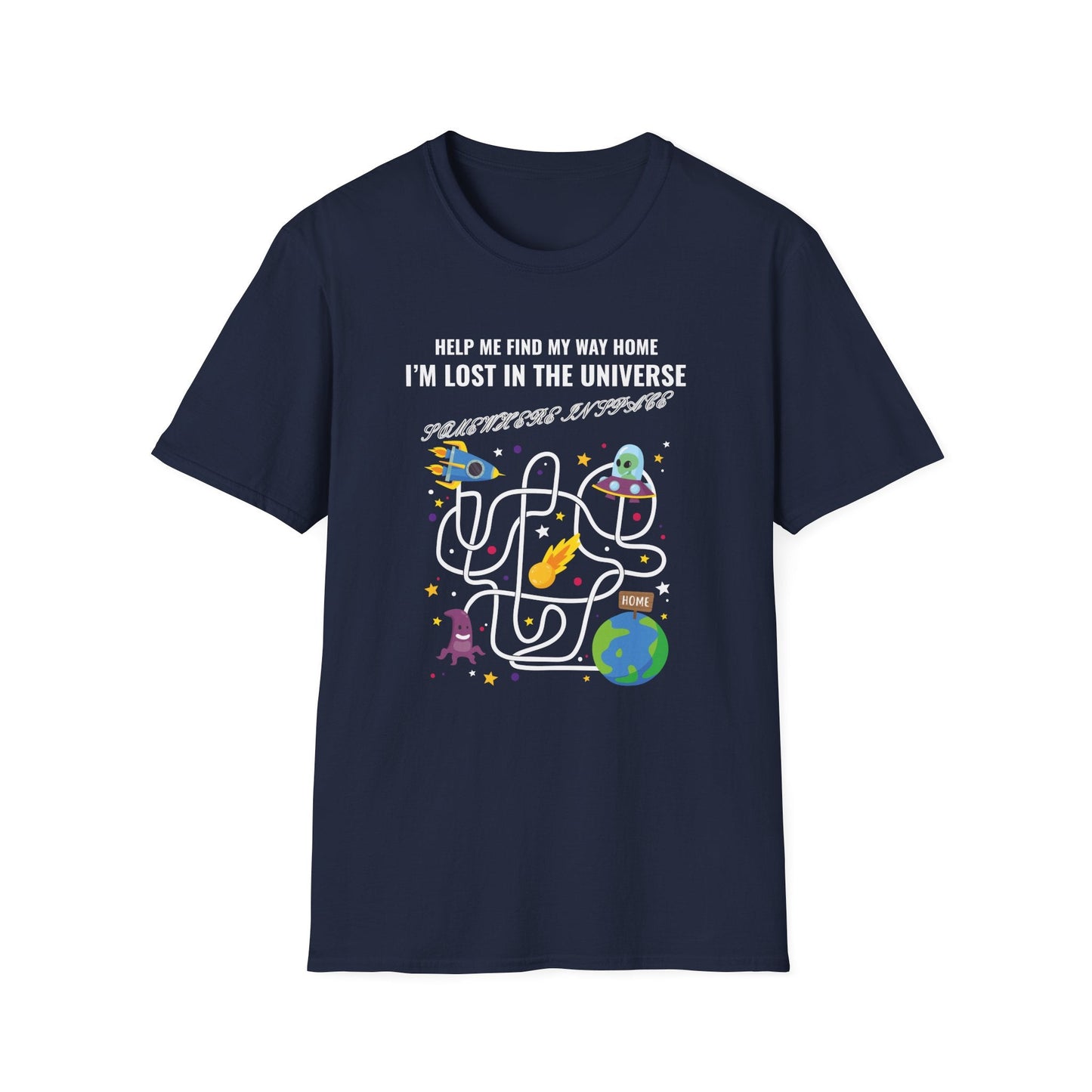 Lost in the Universe Maze TShirt Unisex Cotton Funny Space Puzzle Tee