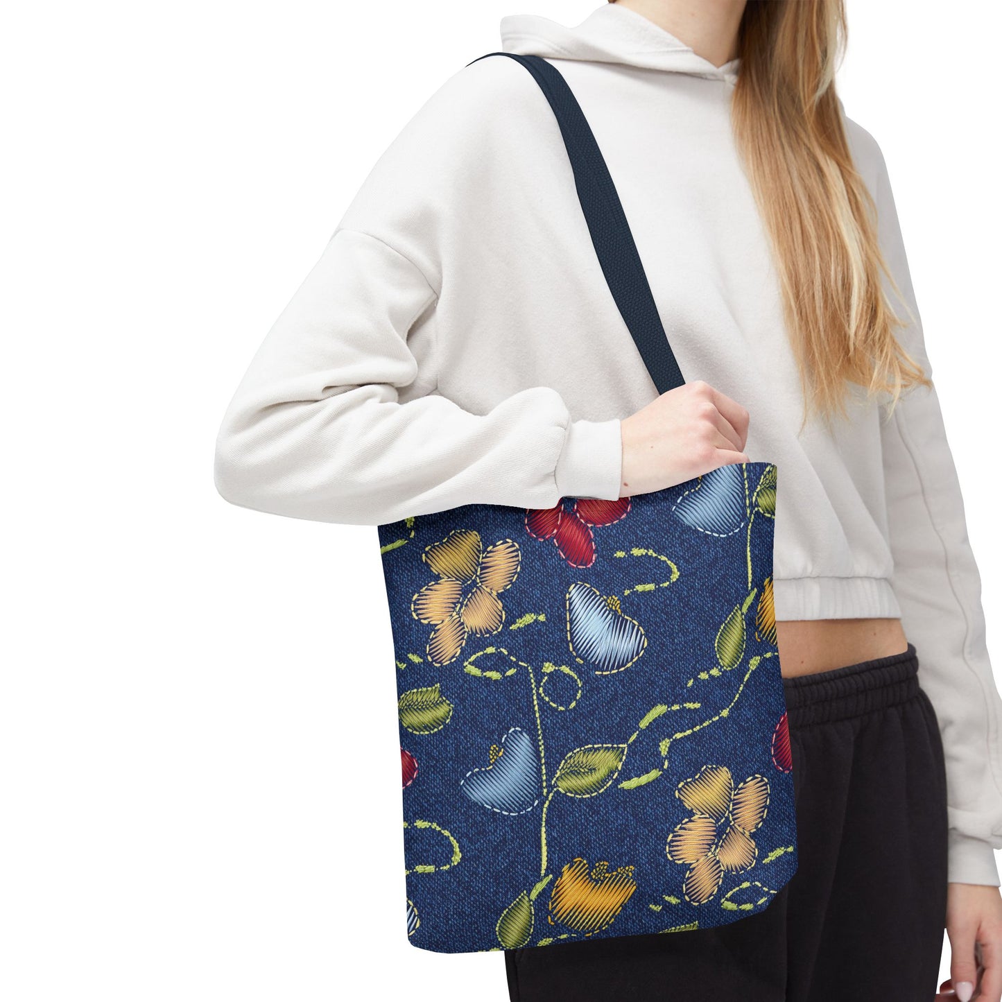 Denim Fabric Imitation Print Unisex Canvas Bag Poly Spun 3 Sizes Tote Bag 128
