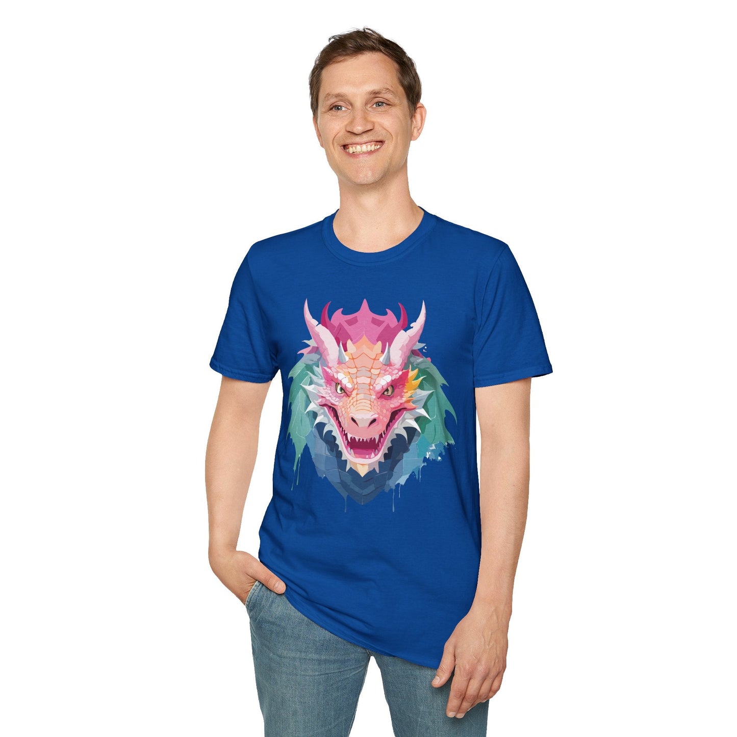 Dragon T Shirt Unisex Softstyle Cotton Tee With Animal Art Design Graphic Print Artwork