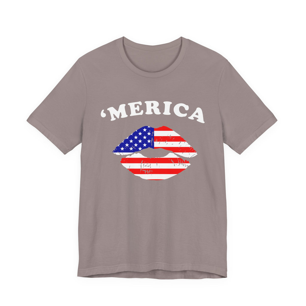 Merica Flag Lips Tee American Flag Lip Graphic Unisex Cotton T-Shirt a9
