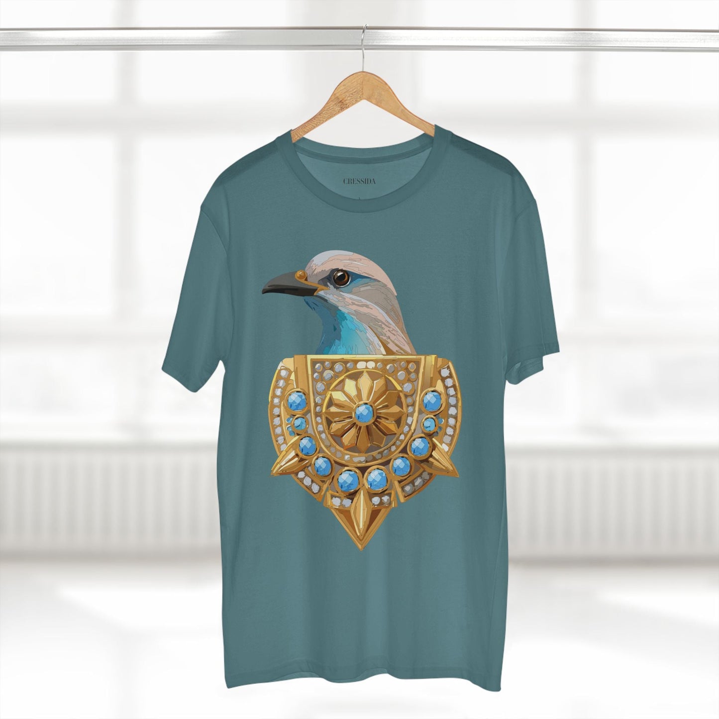 Bird Graphic Unisex 100 Cotton Tee With Unique Animal Golden Medallion Art Design 16