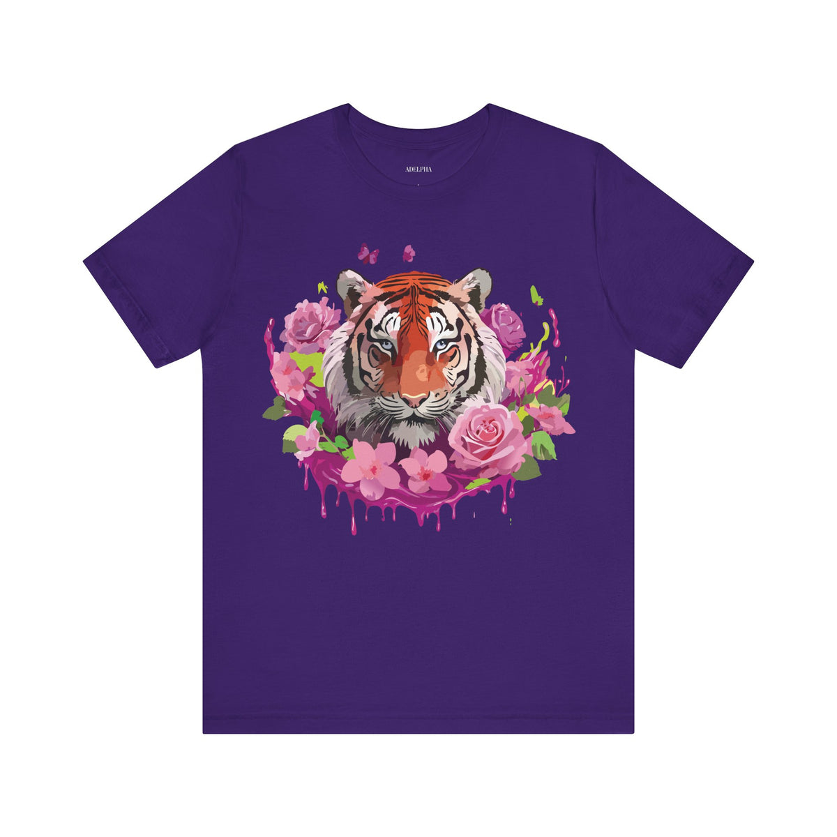 Tiger Graphic Unisex Cotton Bella+Canvas Tee with Art Animal Design d91