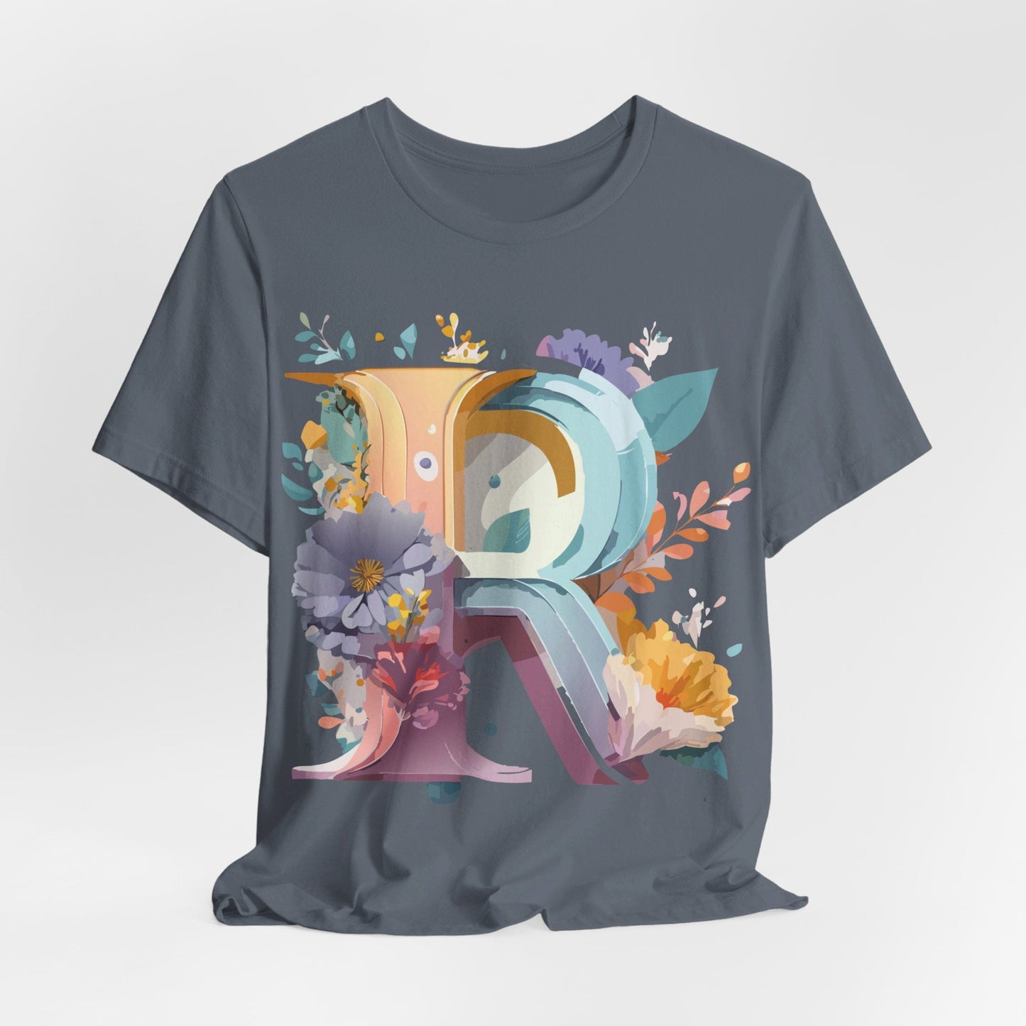 Letter R Graphic Tee Unisex Short Sleeve Vintage Inspired Shirt By Adelpha Art Design Tee
