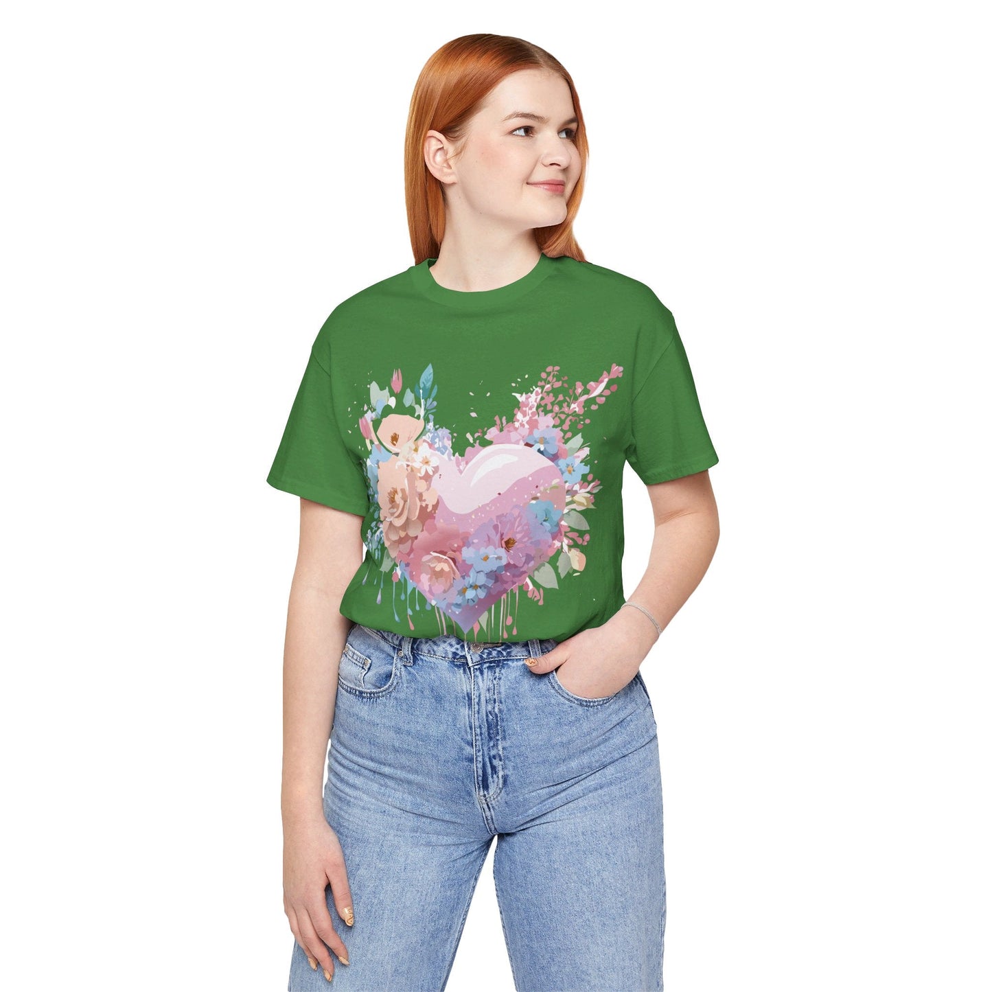 Valentine Day Graphic Unisex 100 Cotton Vintage Artwork with Love and Flower Design Tee 28