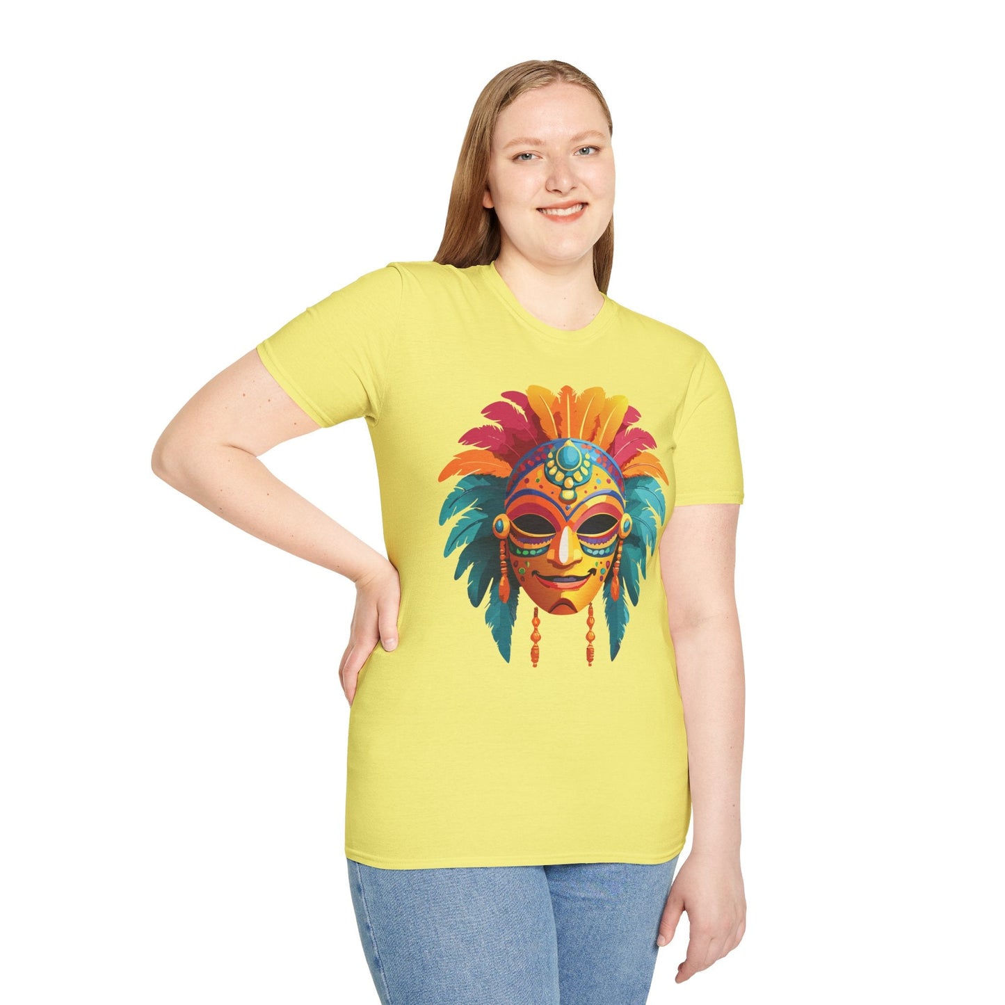 Mask Tee Shirt Unisex Softstyle Gildan 64000 100 Percent Ring Spun Cotton Masquerade Tee