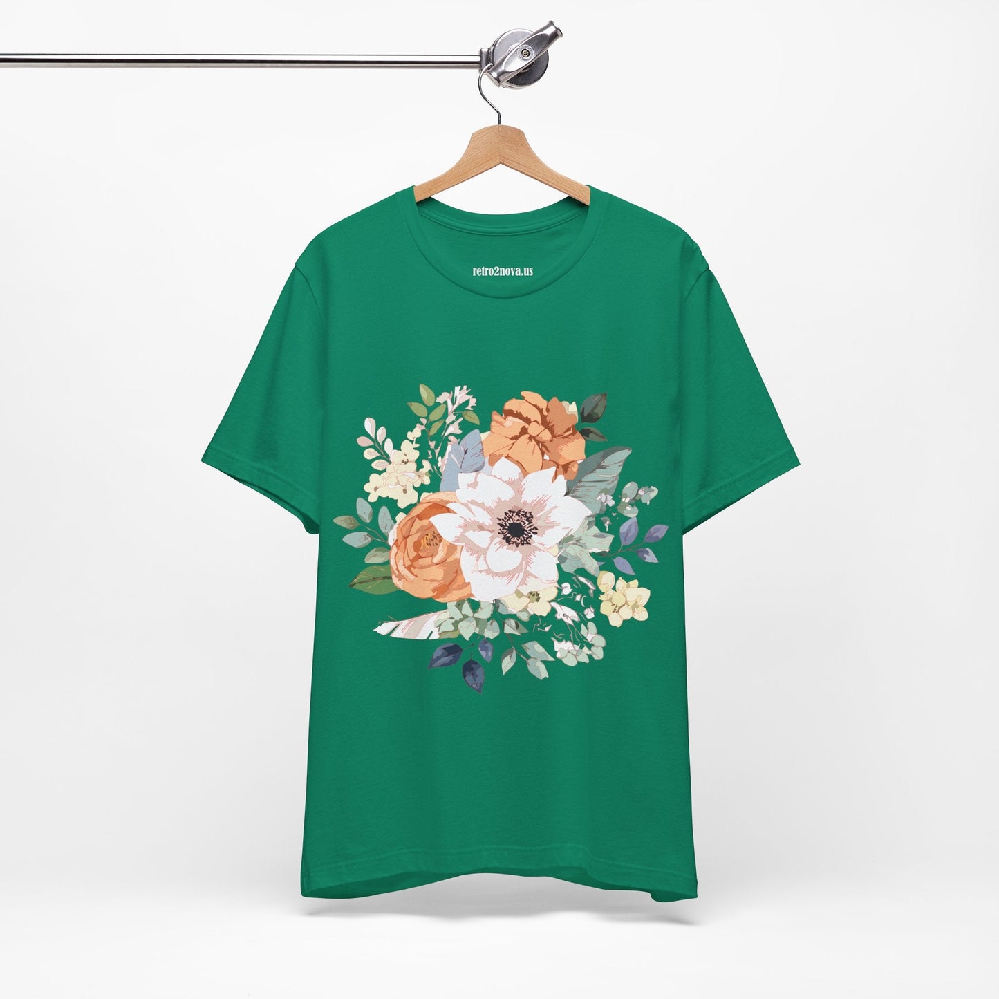 Unisex Floral Shirt Jersey Short Sleeve Tee Lightweight Breathable Flowers Collection Retro2Nova