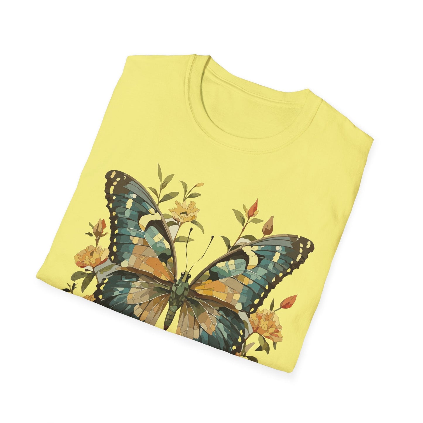 Butterfly Print T Shirt Unisex Monarch Shirt Gildan Softstyle 64000 Ring Spun Cotton