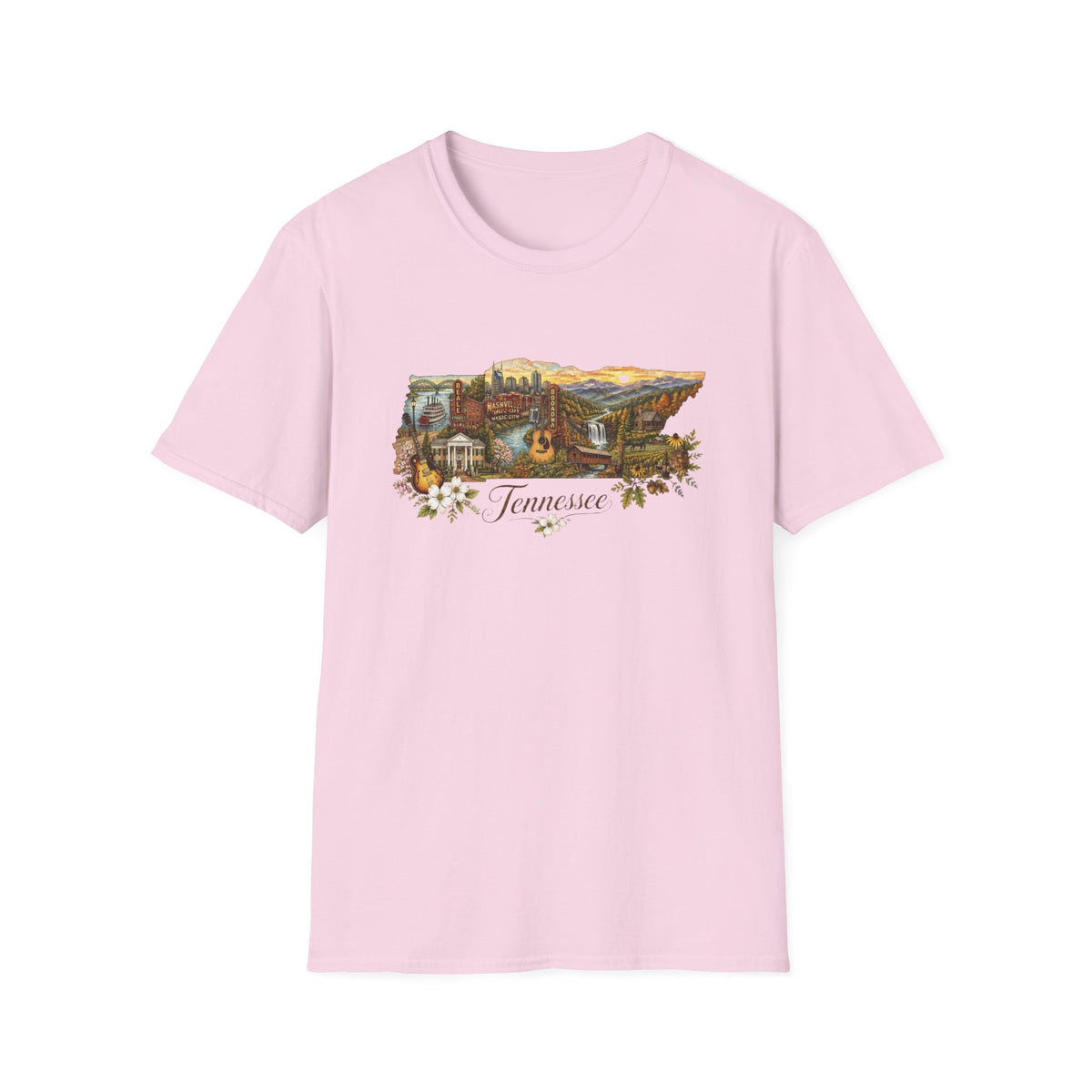 Tennessee Vintage State Map Graphic Design Unisex 100 Cotton Gildan T-Shirt