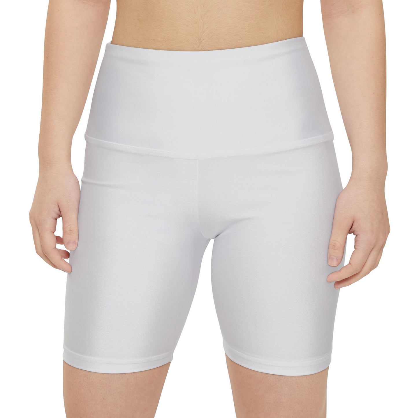 Alabaster White Women's High-Waist Workout Shorts — Breathable AOP Active Biker Shorts