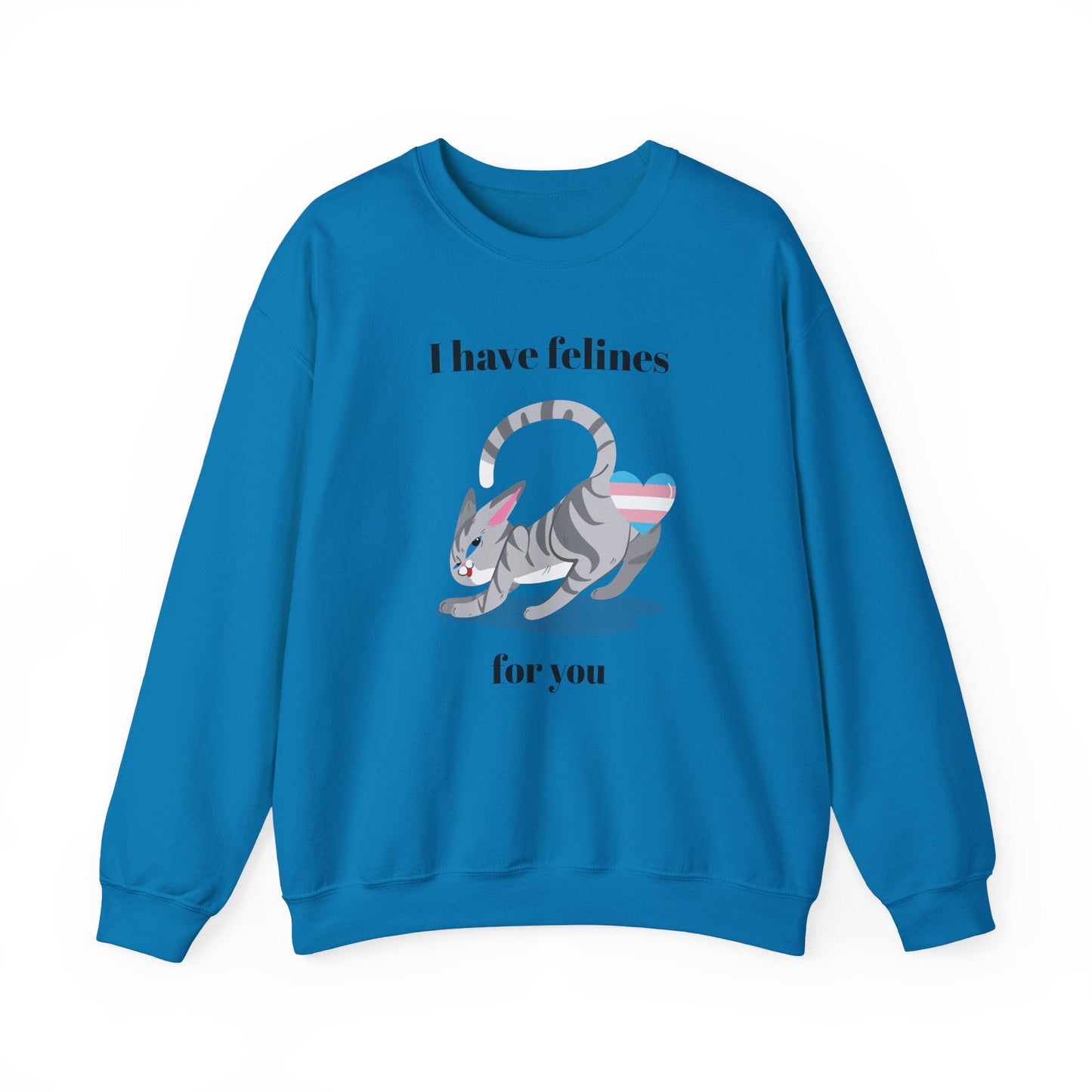 Cat Heart Sweatshirt Unisex Valentine Design 50 50 Cotton Poly Gildan 18000 Crewneck