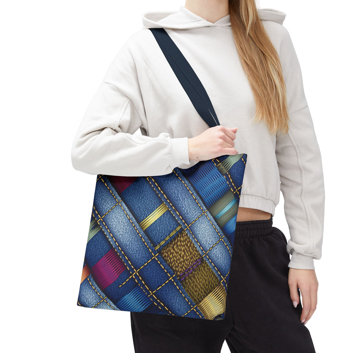 Denim Fabric Imitation Print Unisex Canvas Bag Poly Spun 3 Sizes Tote Bag 148