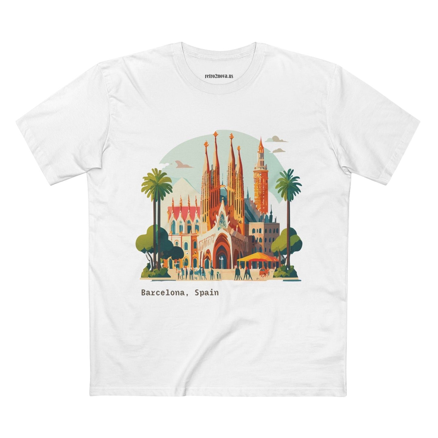 Barcelona Travel Tourist Shirt Unisex Premium Cotton Tee With Original Art Design By Retro2Nova