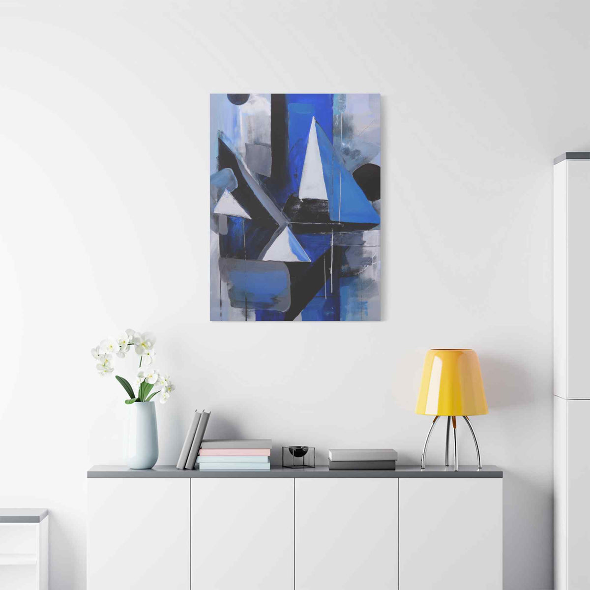 Blue Abstract Painting Print Canvas 20x24,20x30,24x30, 24x32,24x36,30x40, 32x48,36x48,40x60 Pine-Wood Inner Frame ABS-26