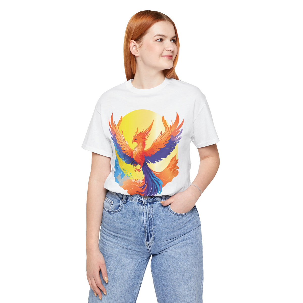 Fire Bird Graphic Unisex Cotton Bella+Canvas Tee with Art Animal Design ab53