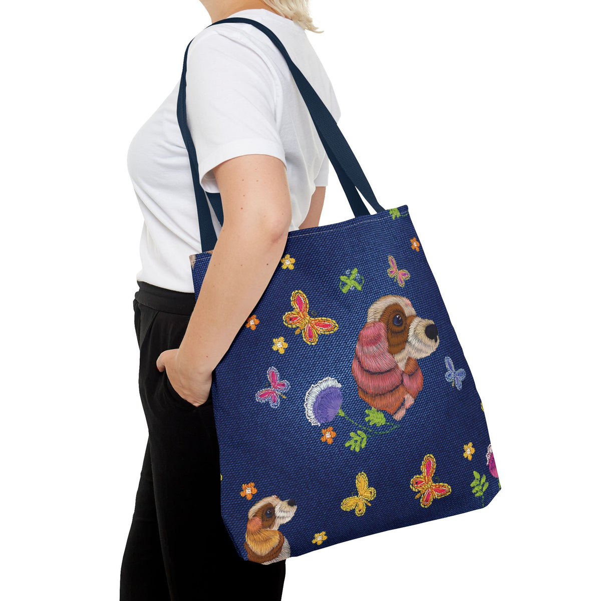 Denim Fabric Imitation Print Unisex Canvas Bag Poly Spun 3 Sizes Tote Bag 191-5