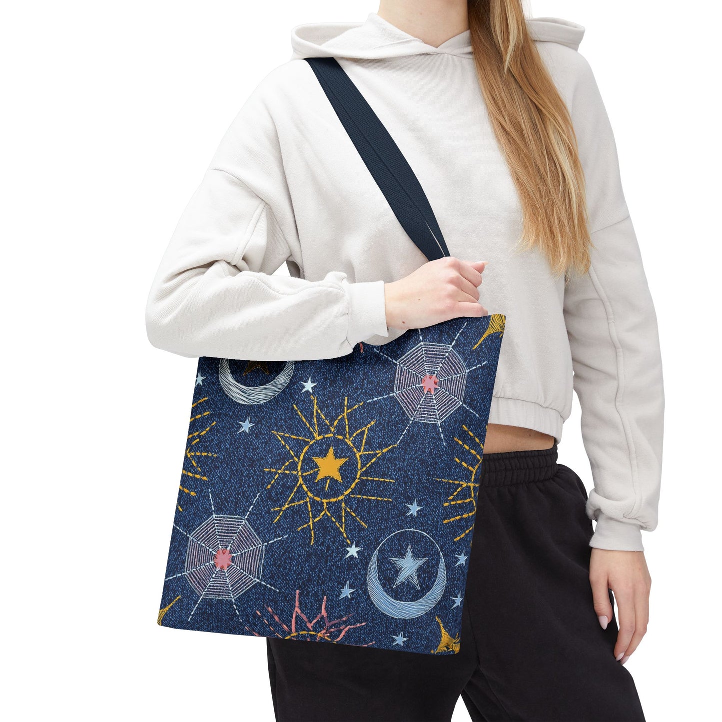 Denim Fabric Imitation Print Unisex Canvas Bag Poly Spun 3 Sizes Tote Bag 183-7