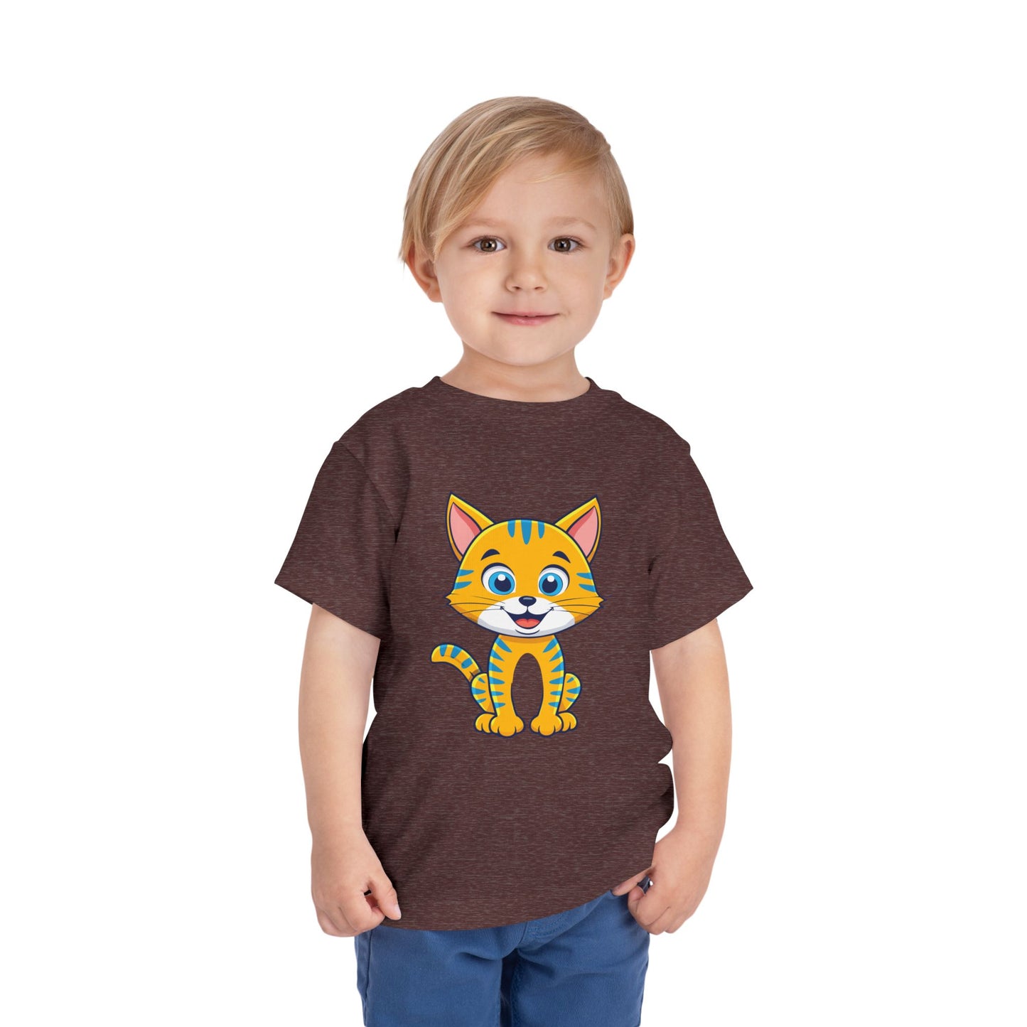 Bonita camiseta de manga corta para niños pequeños con gato: adorable camiseta con gráfico de gatito para niños (2 a 5 años)