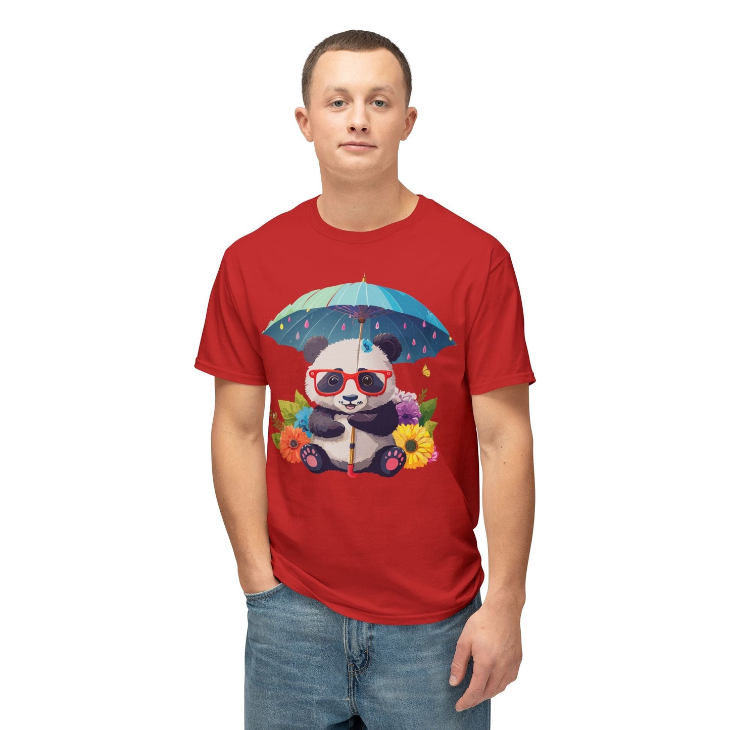 Panda Art T Shirt Unisex HD Cotton Tee With Floral Print Panda Design USA Printed Now