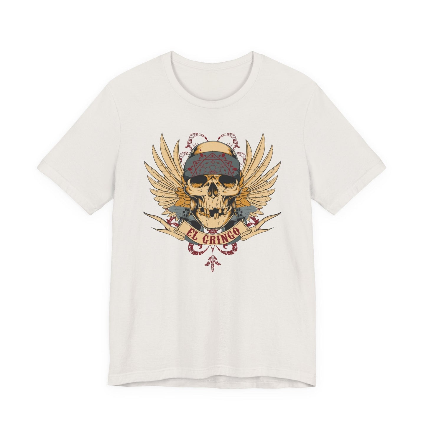 El Gringo Skull with Wings T-Shirt Vintage Tattoo Style Art-53