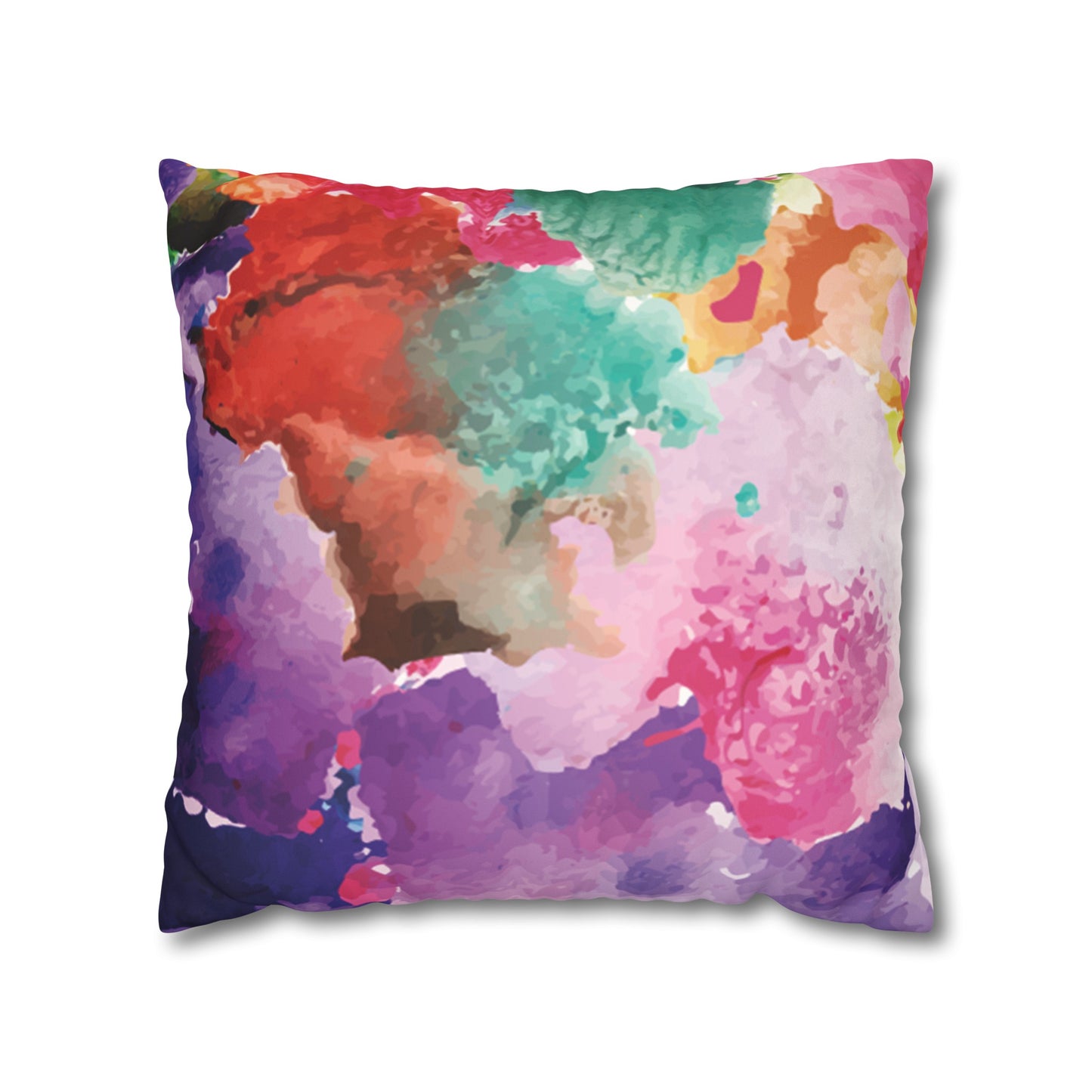 Faux Suede Pillowcase with Abstract print