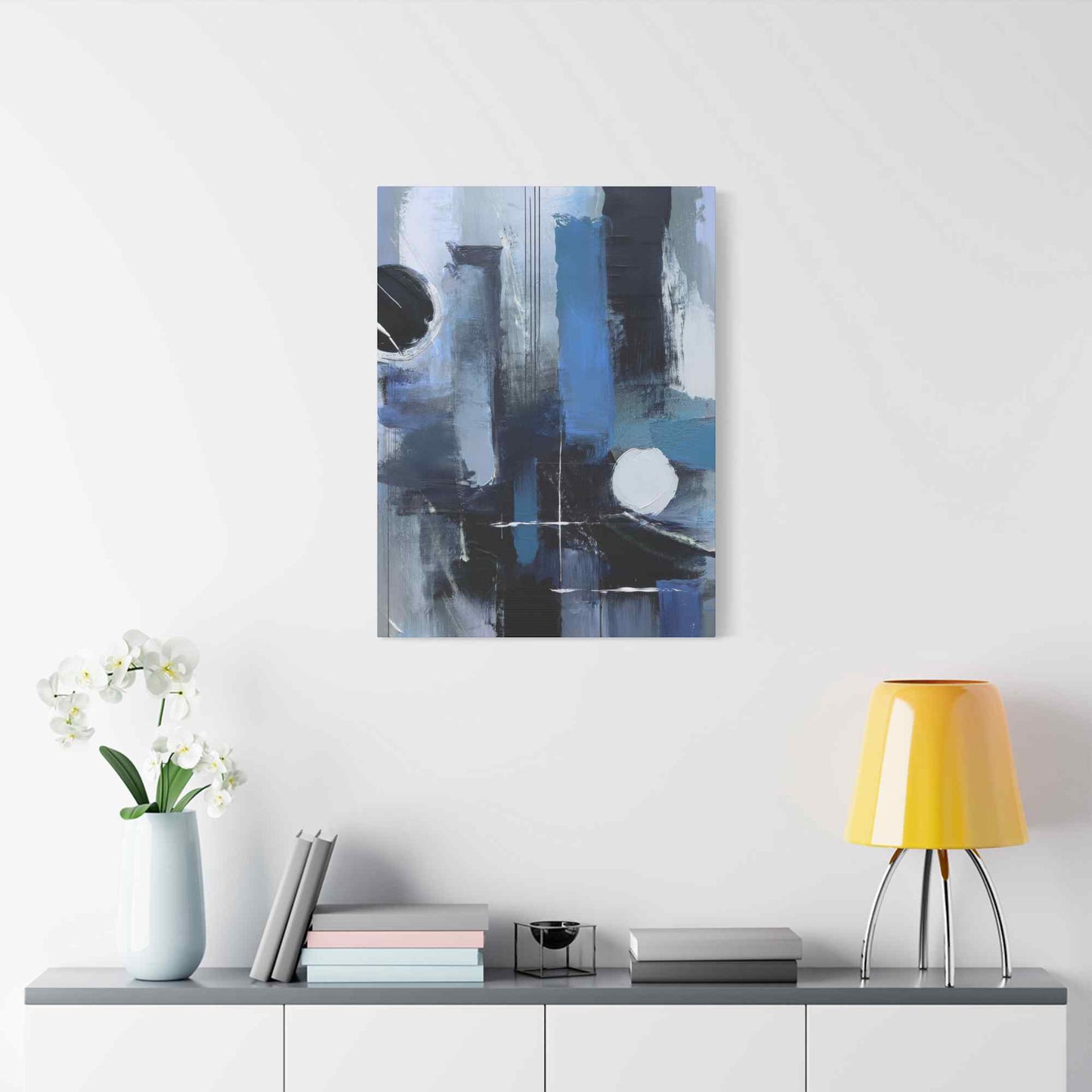 Blue Abstract Painting Print Canvas 20x24,20x30,24x30, 24x32,24x36,30x40, 32x48,36x48,40x60 Pine-Wood Inner Frame ABS-25