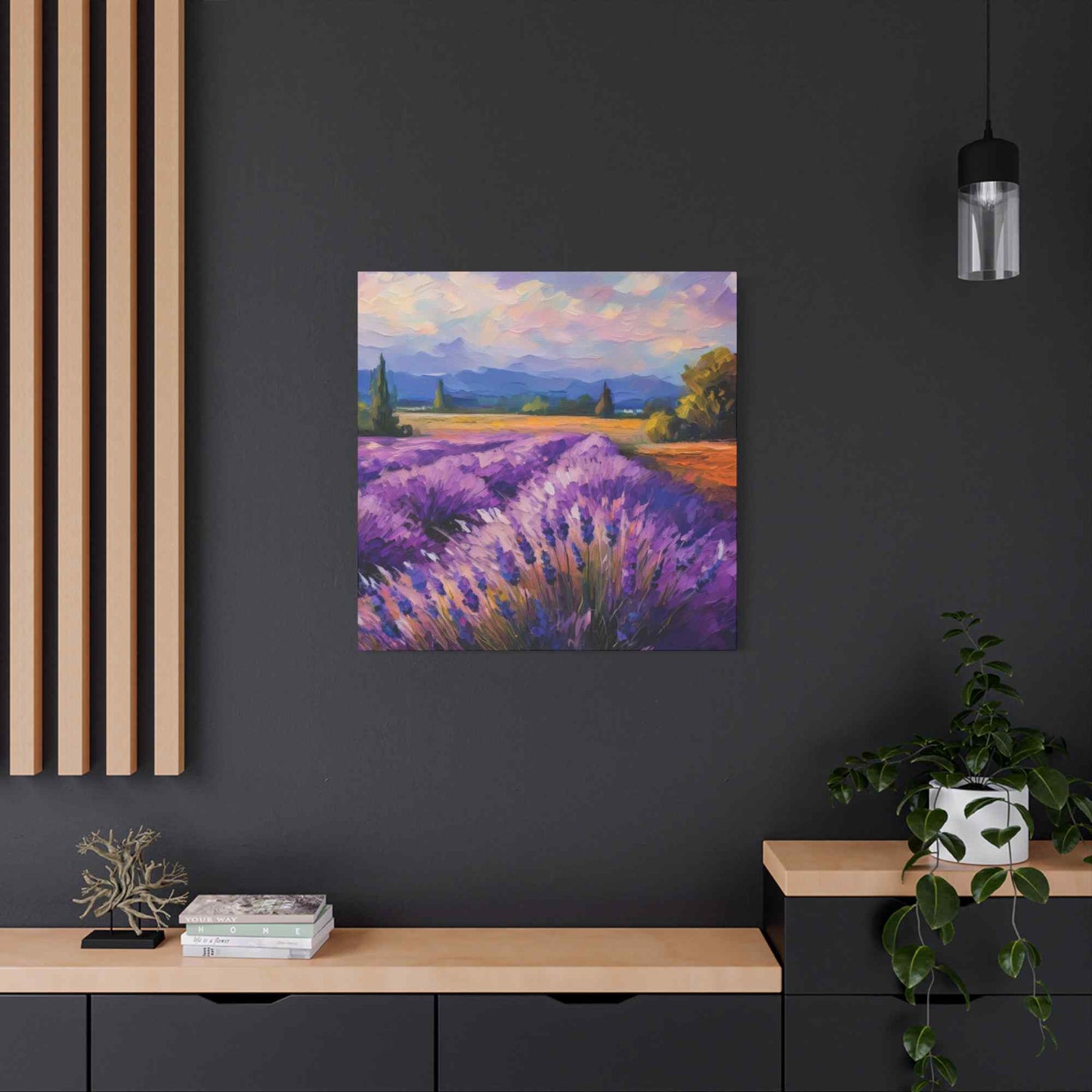 Lavender Landscape Print Canvas, Landscape Oil Paint Print 20x20, 24x24, 30x30, 32x32, 36x36 Art Design Print Non-Frame MC-34