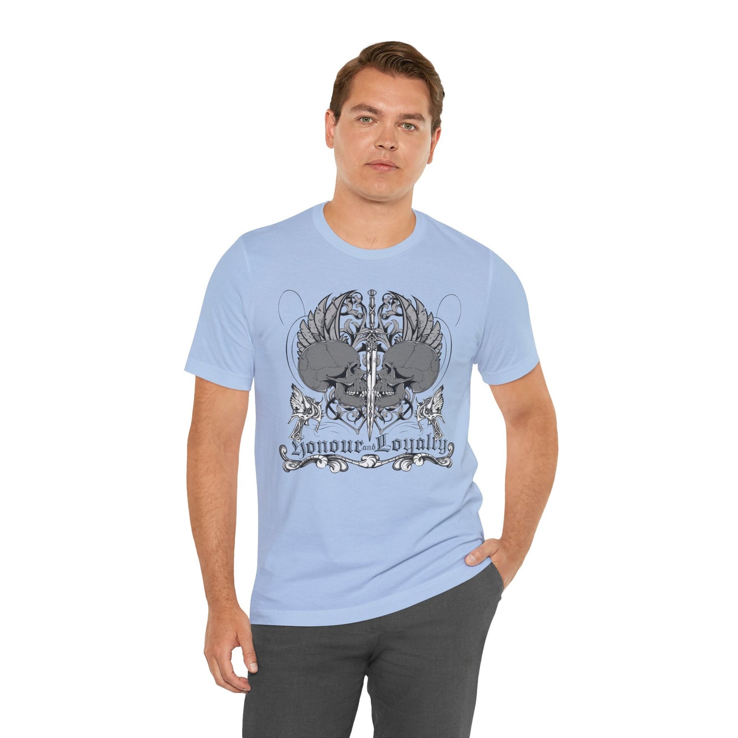 Honor Loyalty crest tee Gothic heraldry skulls wings emblem Art-48