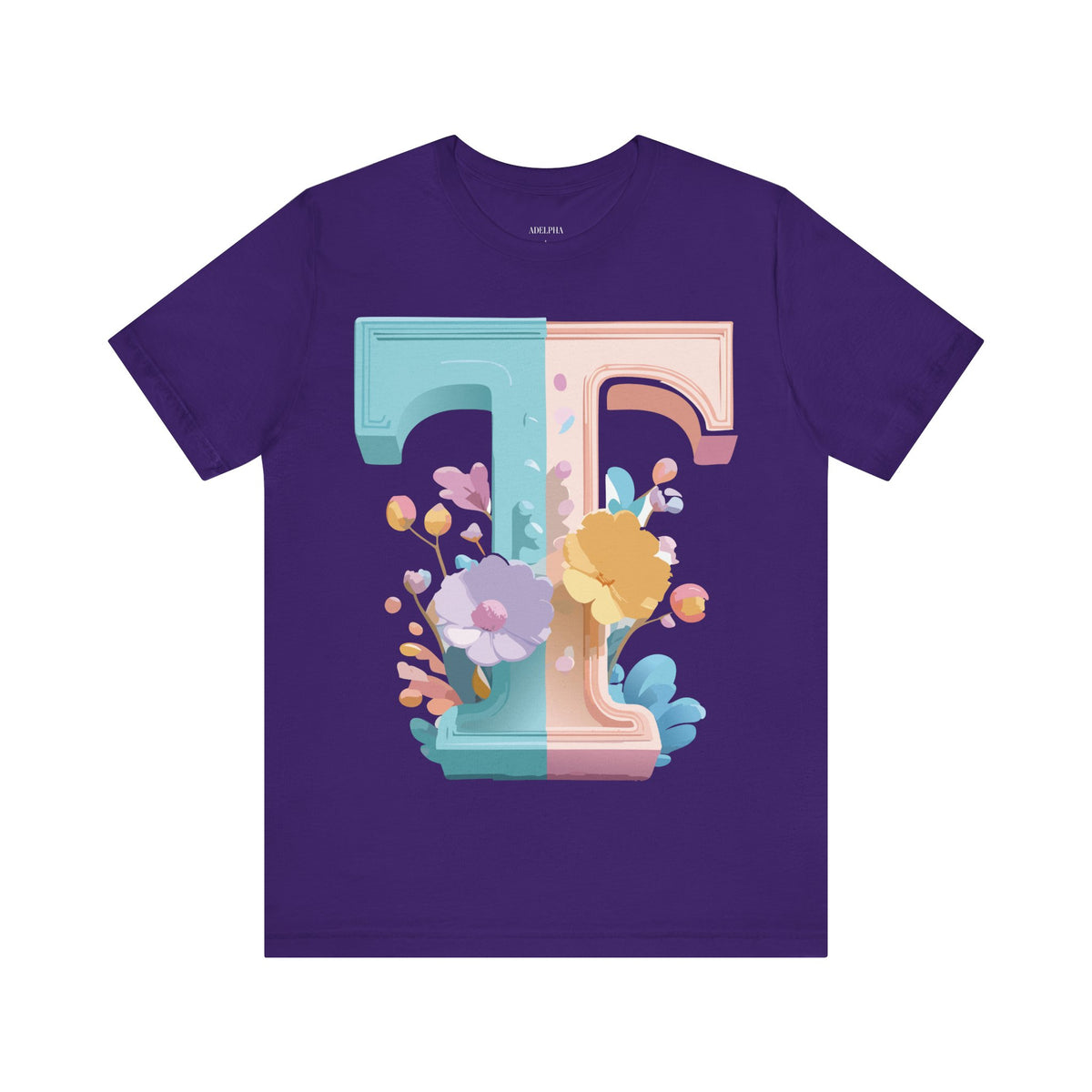 Letter T Graphic Unisex Cotton Bella+Canvas Tee with Art Letter Design