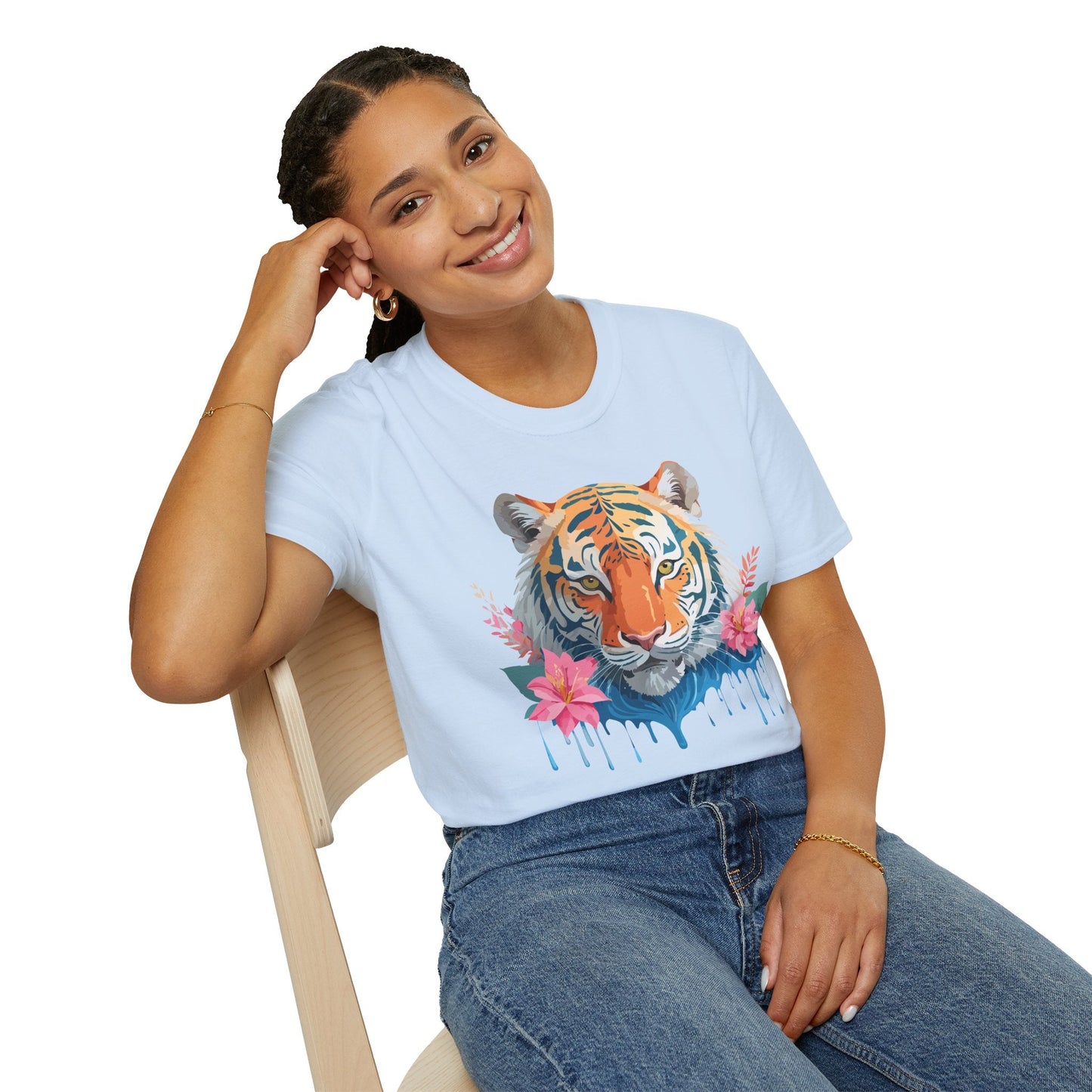 Tiger Unisex Softstyle T Shirt 100 Percent Cotton Gildan 64000 Animal Tee