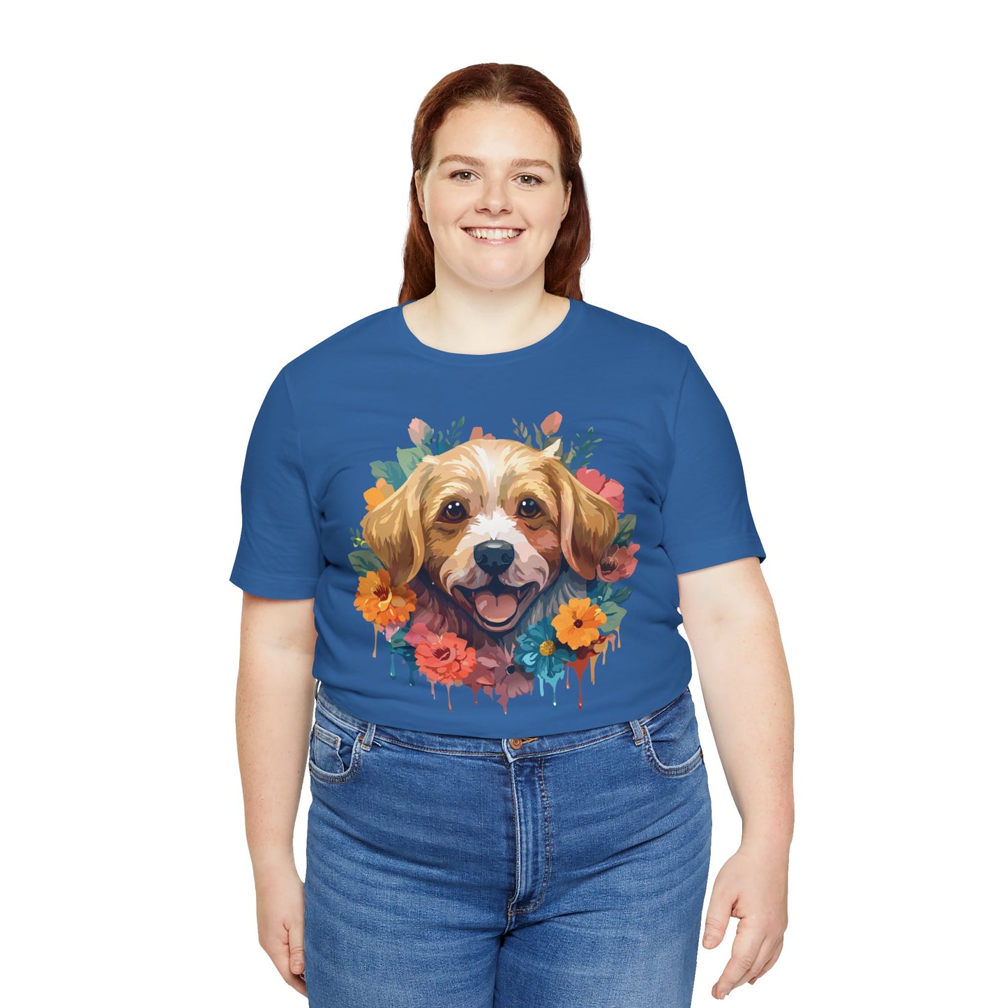 Floral Dog Tee, Animal Shirt, Dog Shirt, Floral Tee, Flower T-shirt, T-Shirt with Animal, Summer Top with Art Design