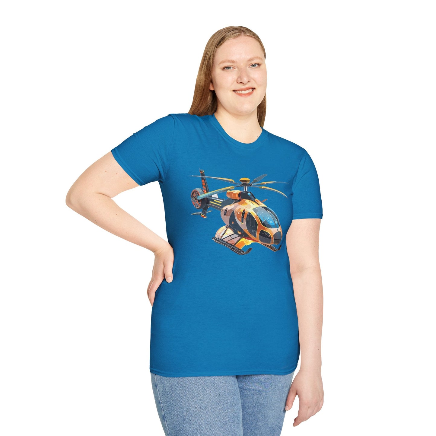 Chopper Helicopter Graphic Unisex Cotton Softstyle Short Sleeve Tee 3