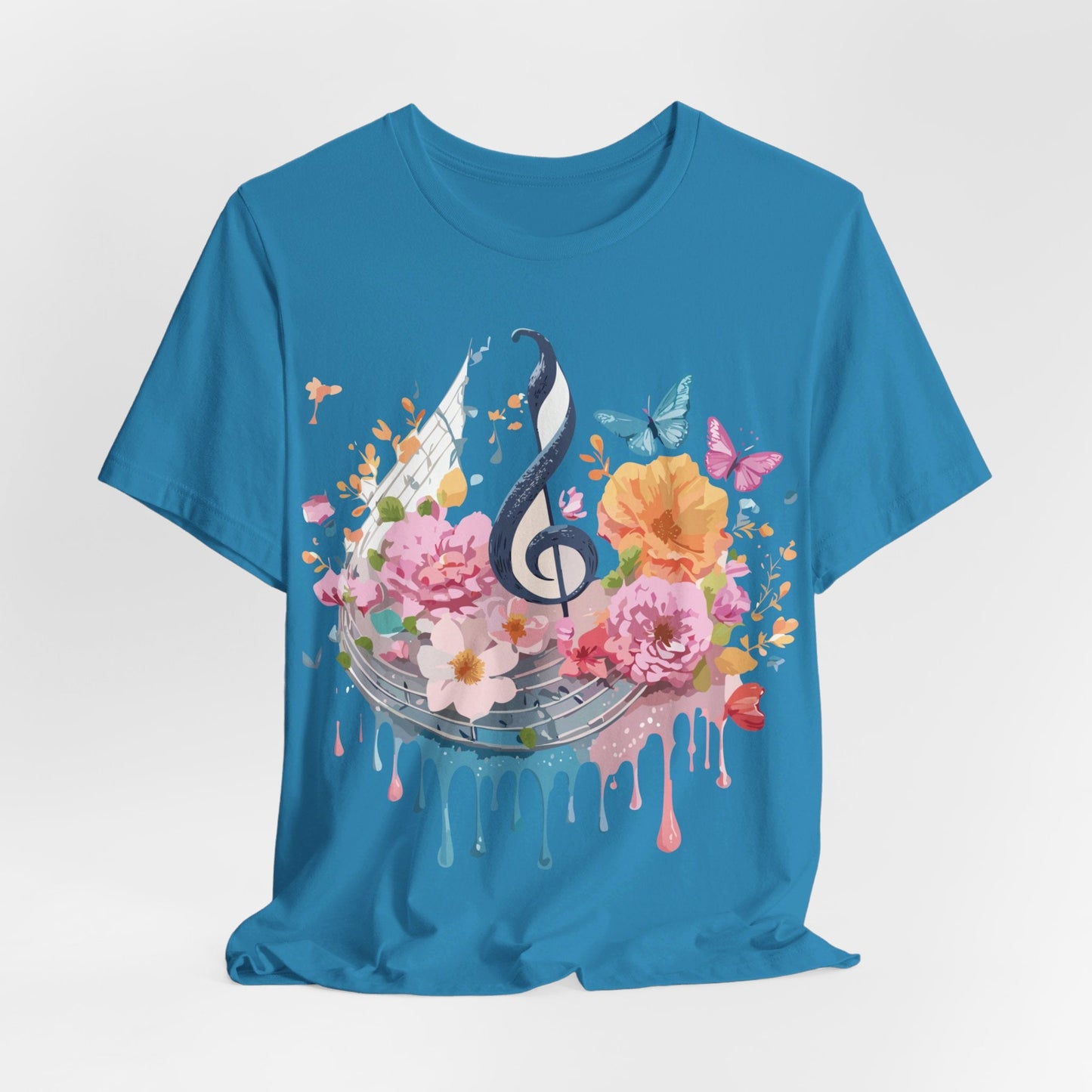Music Graphic Unisex 100 Cotton Vintage Art with Musical Elements Tee 125