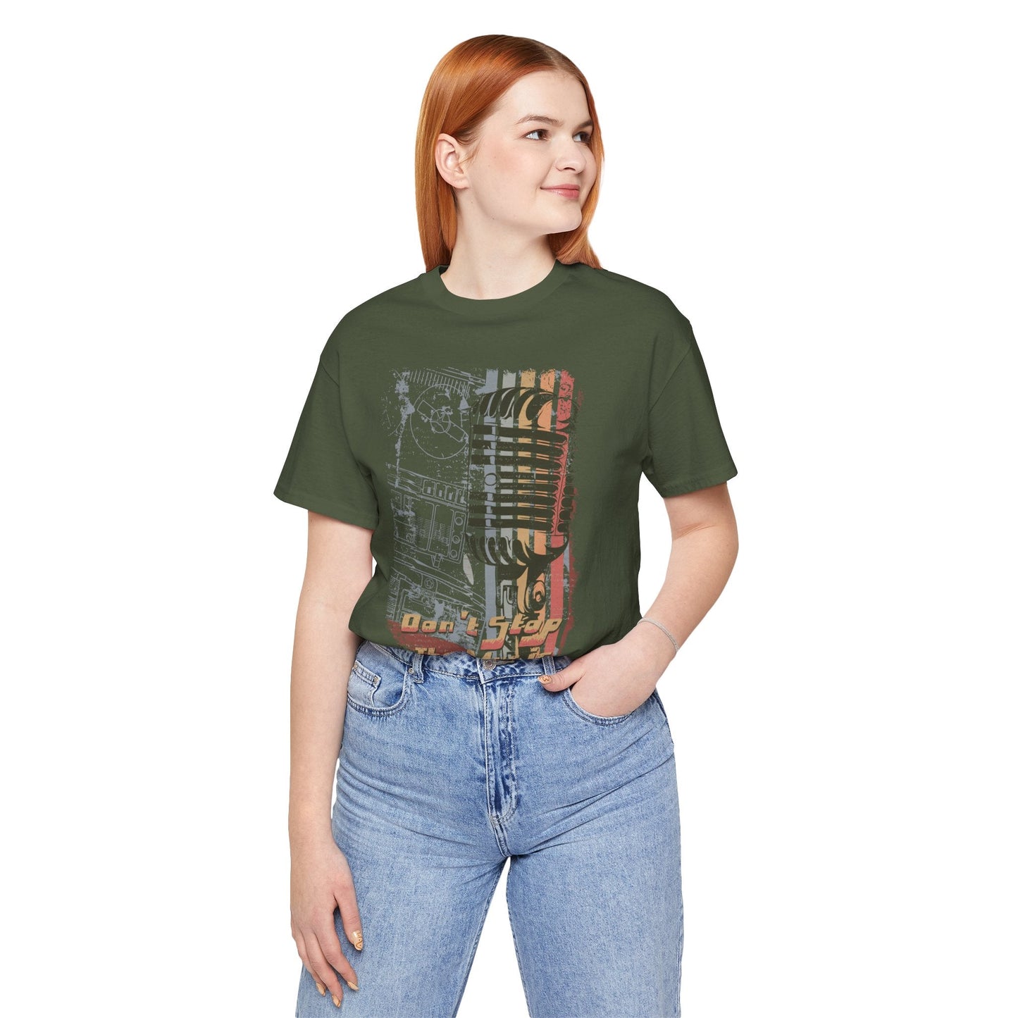 Retro Microphone Graphic Unisex Cotton T-Shirt r9