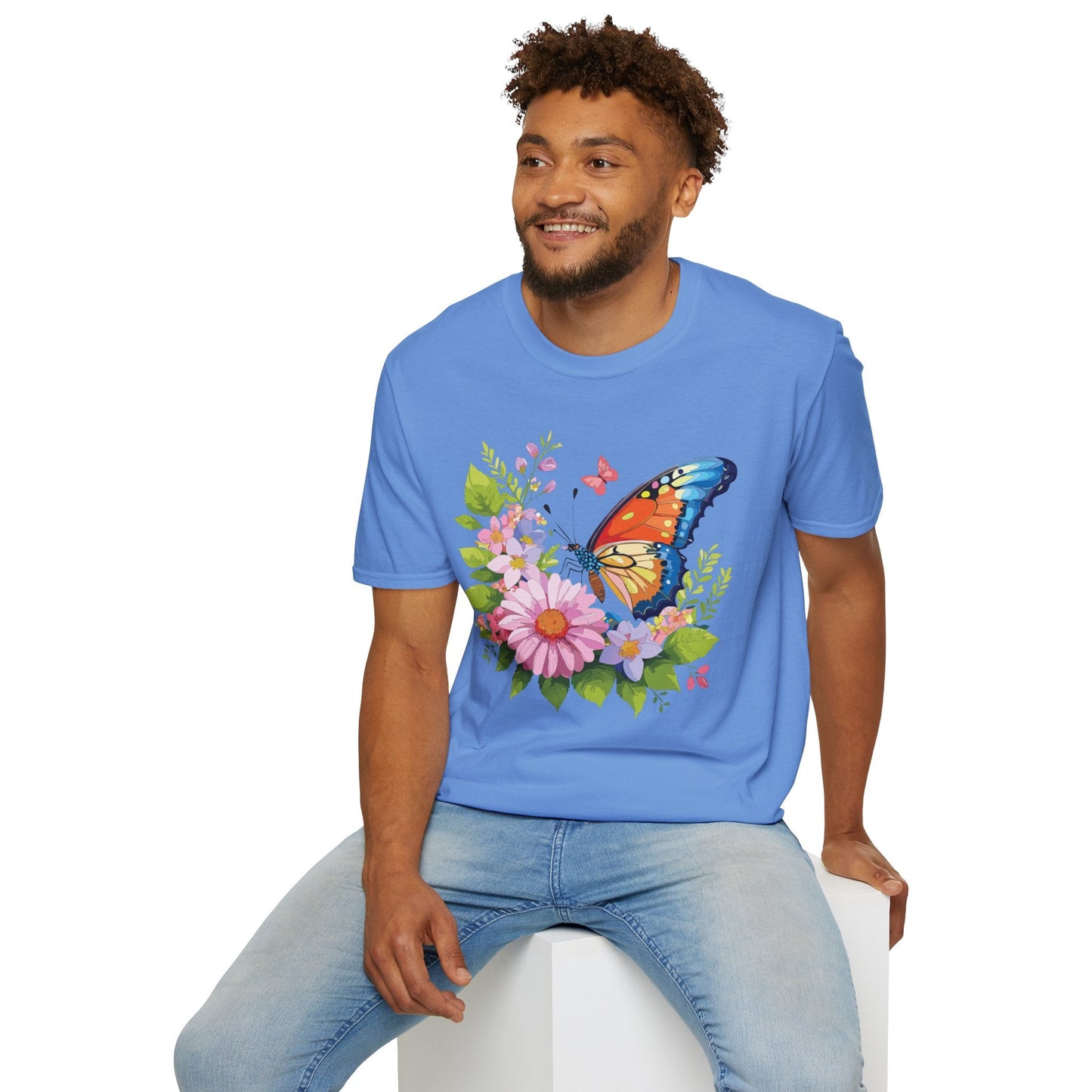 Butterfly T Shirt Unisex Short Sleeve Gildan Softstyle 64000 Monarch Butterfly Design Graphic