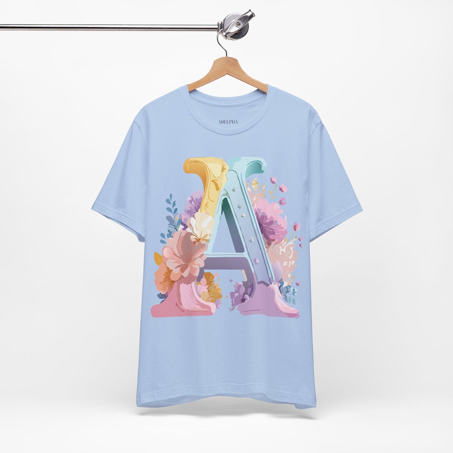 Letter A Graphic Tee Unisex Short Sleeve Shirt Vintage Inspired Artwork By Adelpha