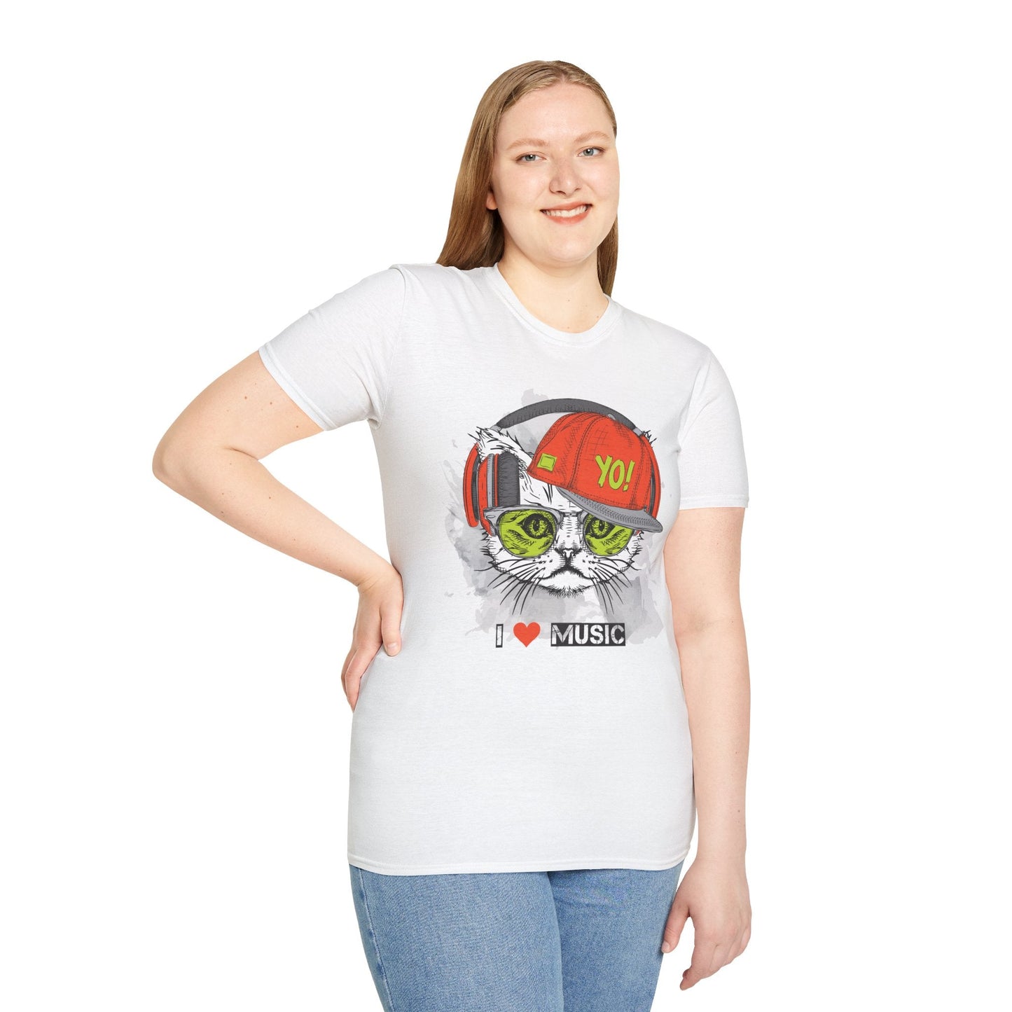 I Love Music Animals Shirt With Headphones Unisex Softstyle Tee Gildan 64000 Cotton Comfort