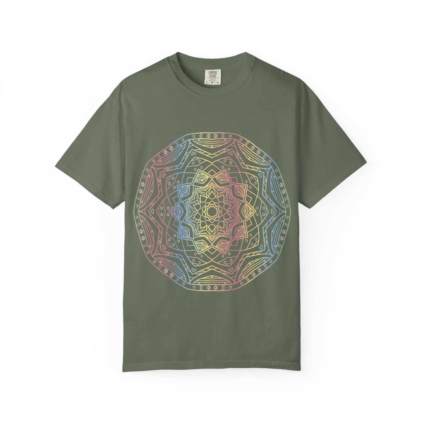 Unisex Garment Dyed Cotton T-Shirt with Mandala Graphic Design