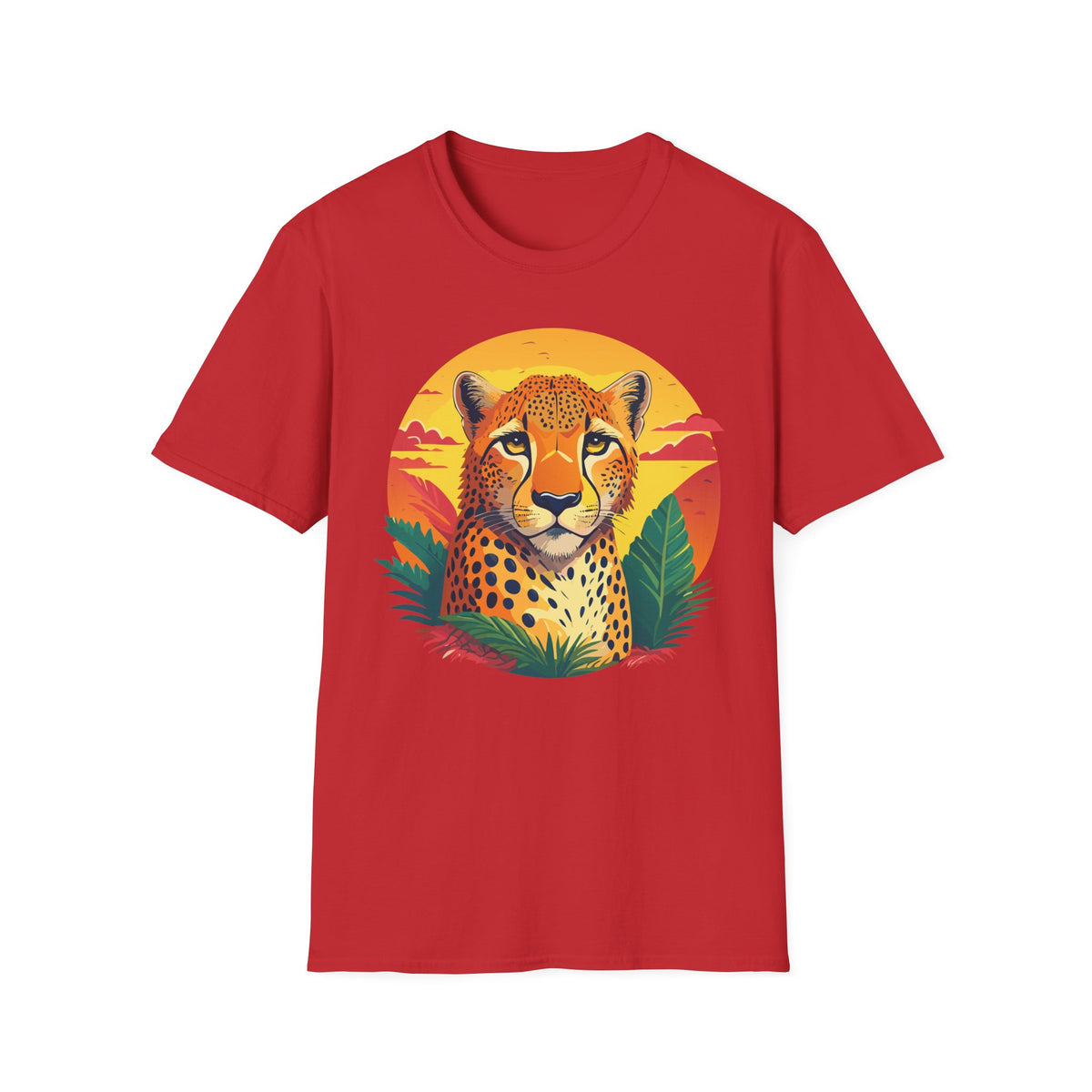 Cheetah Sunset Illustration T-Shirt | Retro Wildlife Tee