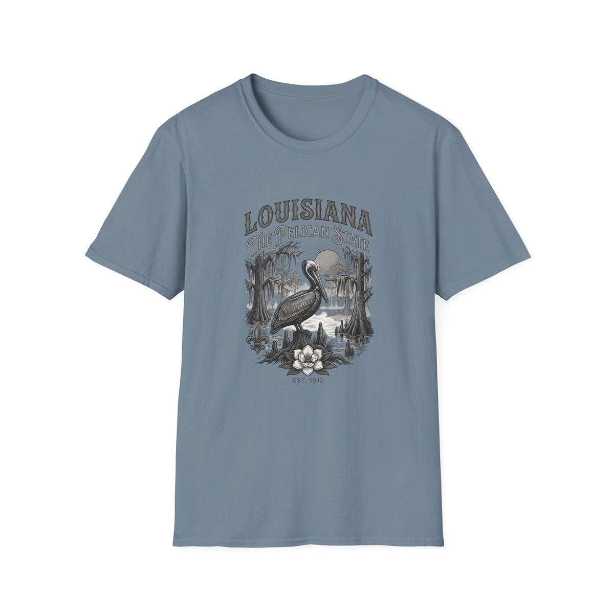 Louisiana Pelican State T-Shirt — Vintage Travel Tourist Graphic Design Unisex 100 Cotton Gildan T-Shirt