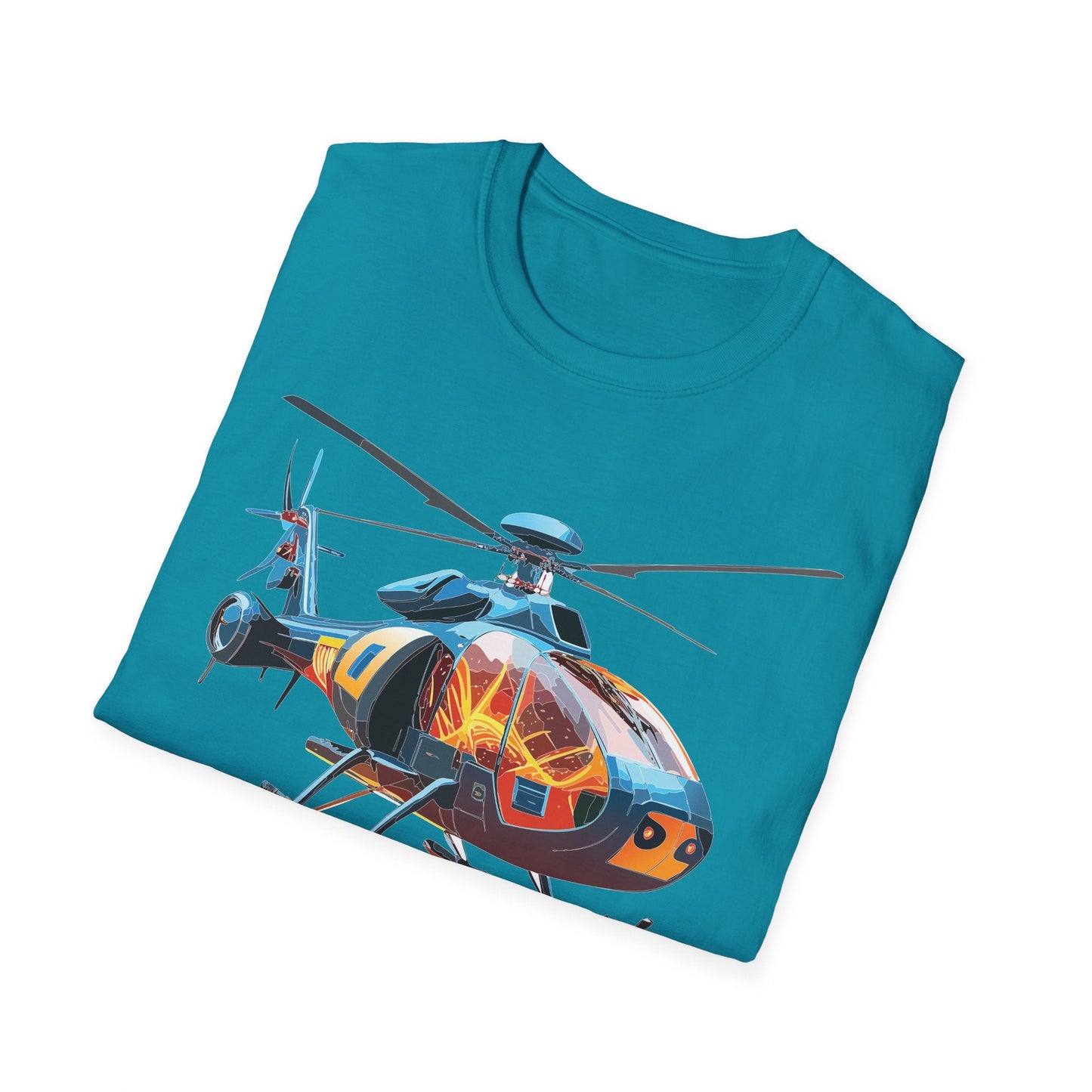 Helicopter Chopper Shirt Unisex Gildan Softstyle 64000 Short Sleeve Tee For Everyday Wear