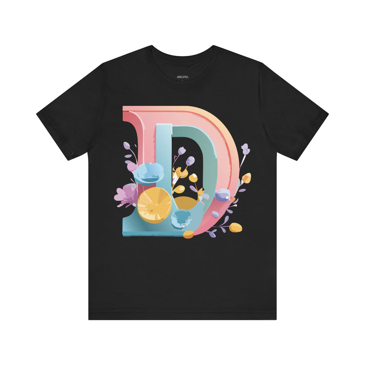 Letter D Graphic Unisex Cotton Bella+Canvas Tee with Art Letter Design