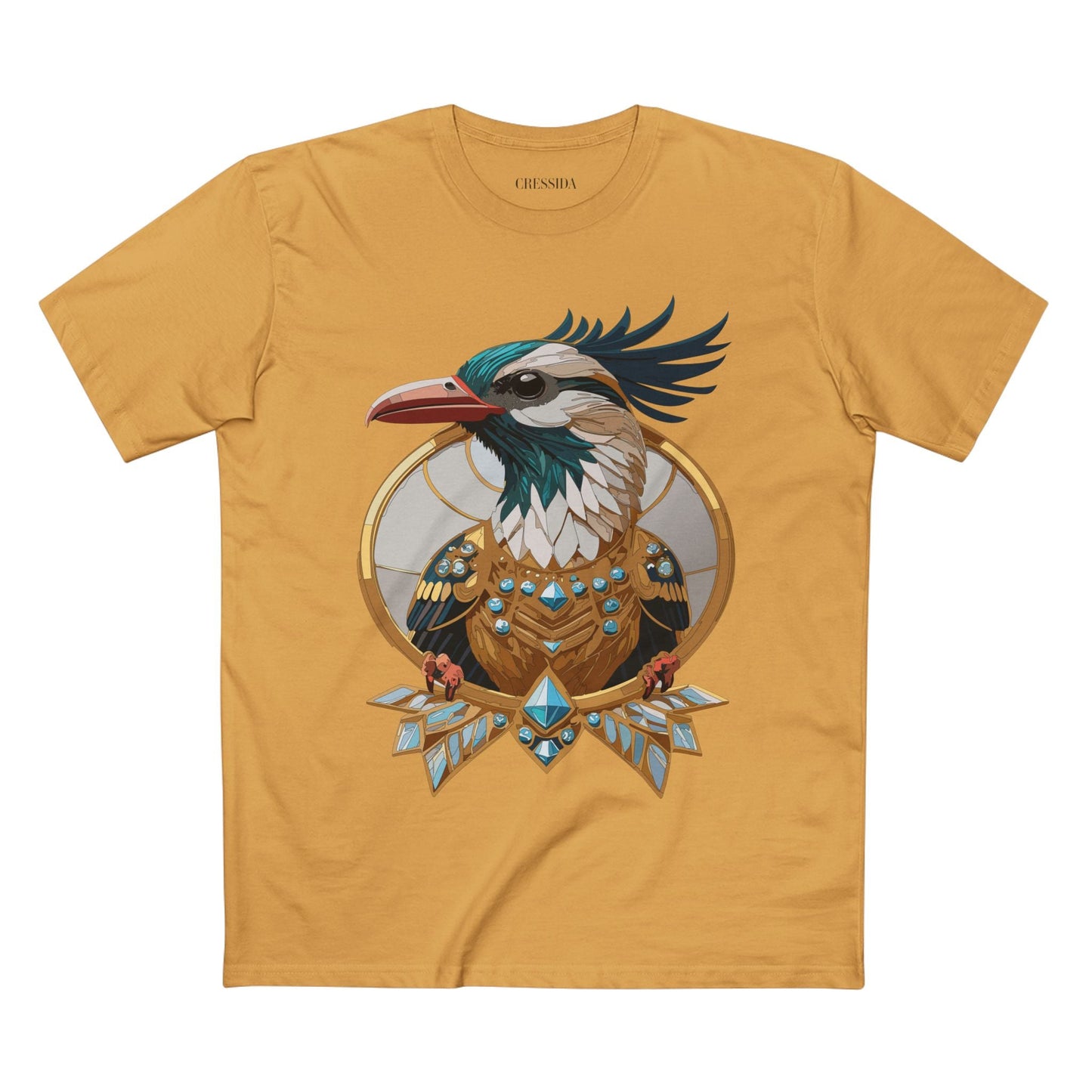 Bird Graphic Unisex 100 Cotton Tee With Unique Animal Golden Medallion Art Design 19