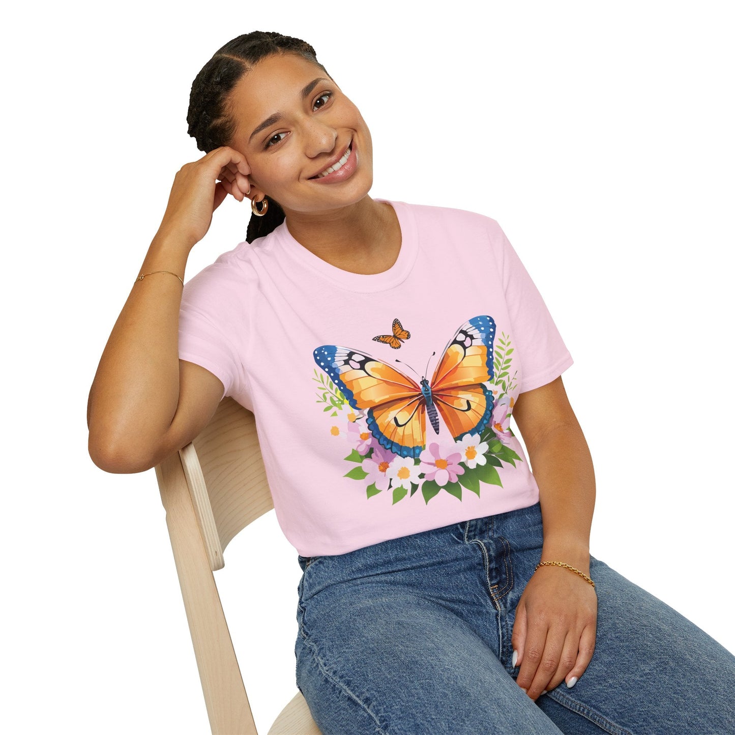 Butterfly Shirt Unisex Cotton Tee Monarch Butterfly Design Gildan Softstyle 64000 Short Sleeve