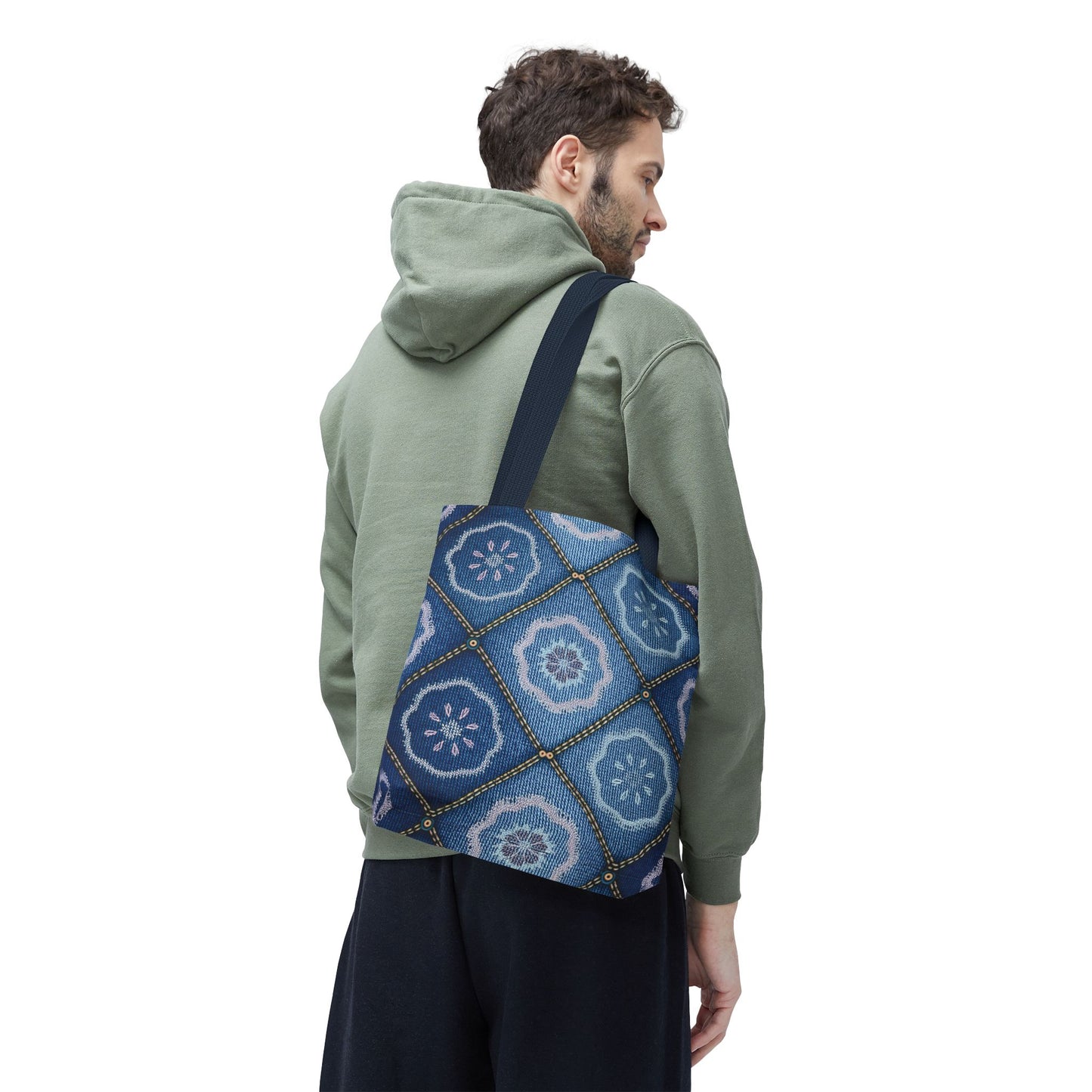 Denim Fabric Imitation Print Unisex Canvas Bag Poly Spun 3 Sizes Tote Bag 123