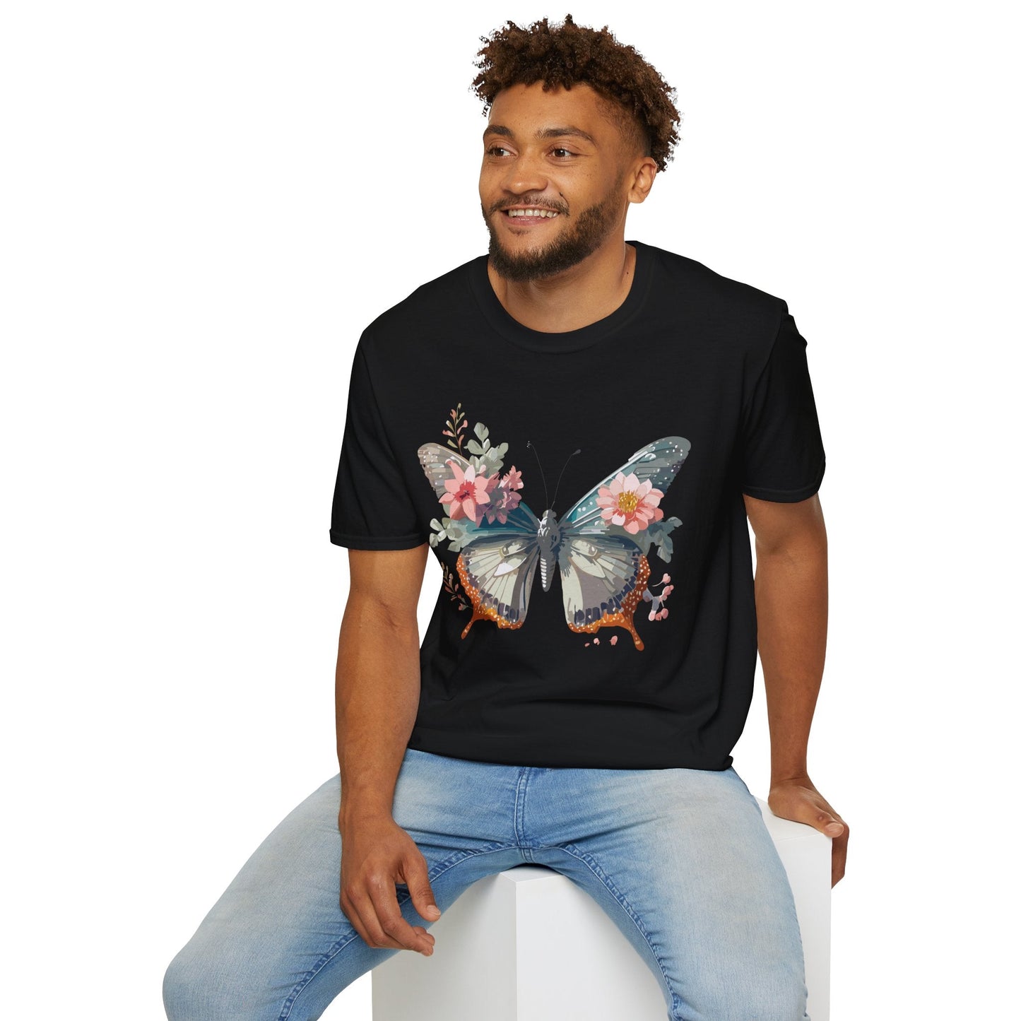 Butterfly Shirt Unisex Softstyle T Shirt Gildan 64000 Lightweight Ring Spun Cotton Monarch Design