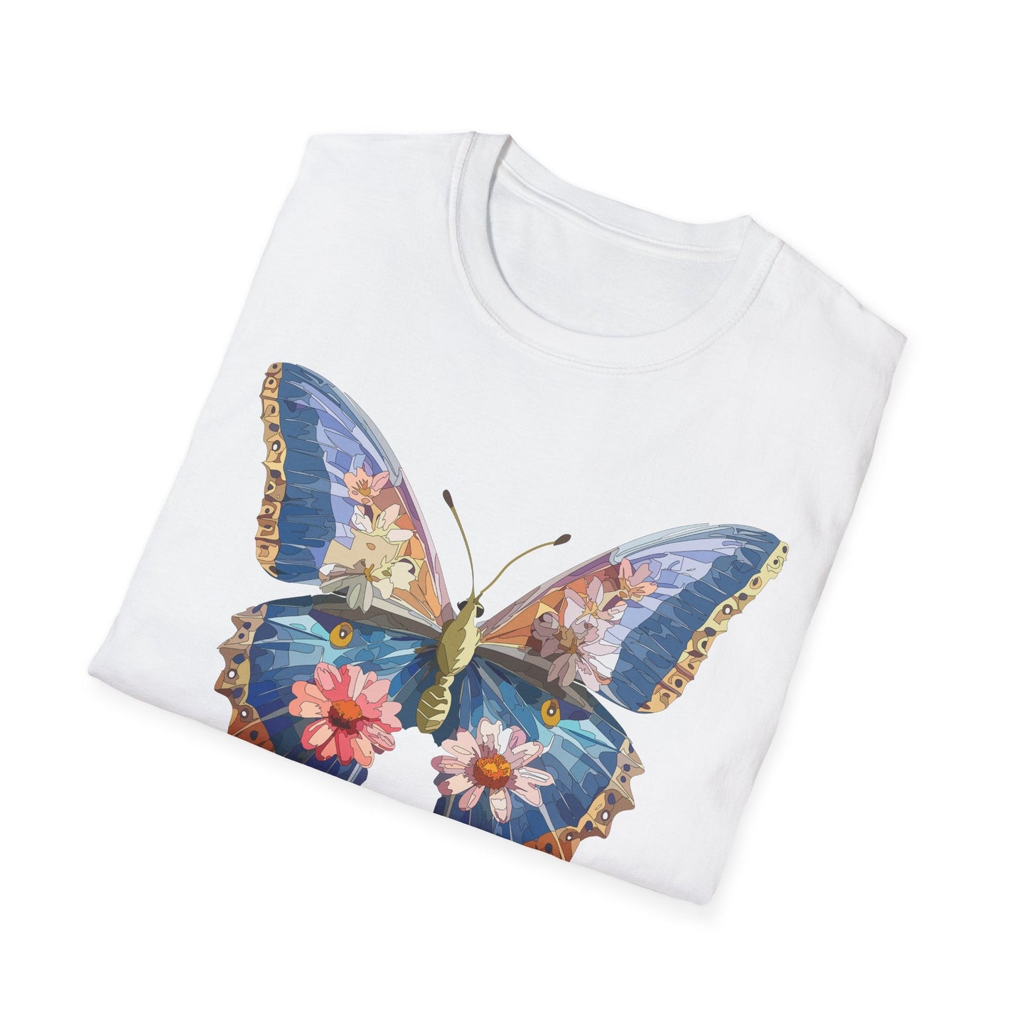 Butterfly T Shirt Unisex Softstyle 64000 Gildan Monarch Design 100 Percent Ring Spun Cotton Tee
