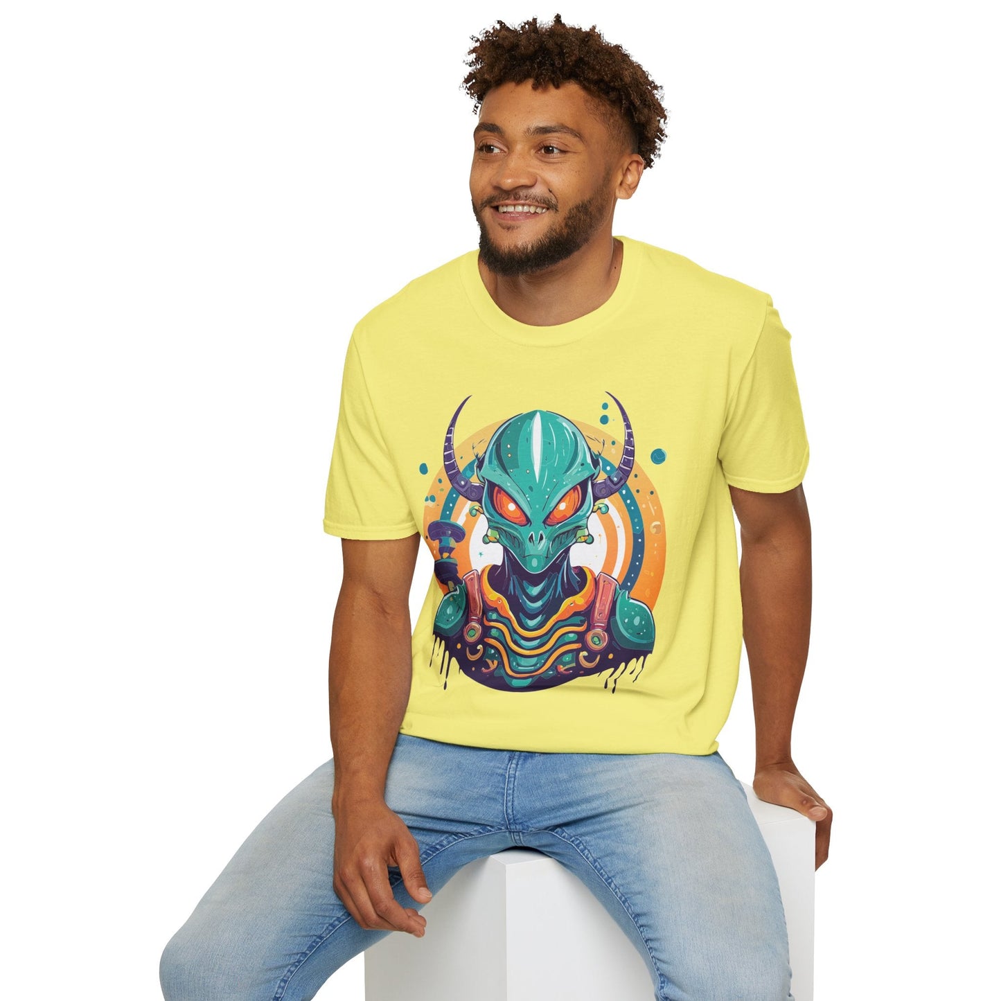 Alien Graphic Unisex Cotton Softstyle UFO Artwork Tee 14