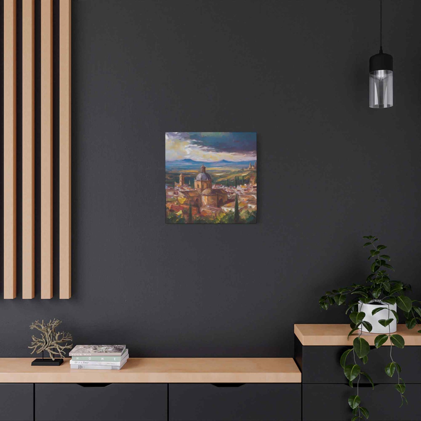 Spanish City Print Canvas, Oil Paint Print 20x20, 24x24, 30x30, 32x32, 36x36 Art Design Print Pine-Wood Inner Frame MC-56