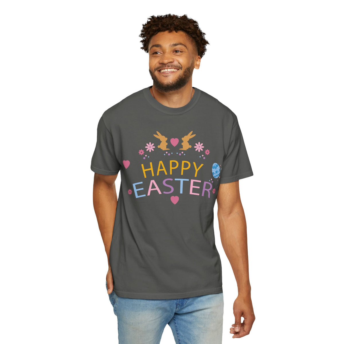 Easter Bunny Heart T-Shirt, Tee Shirt with Easter Signature, T Shirt with Easter Prints, Tee Shirt with Easter Design 2