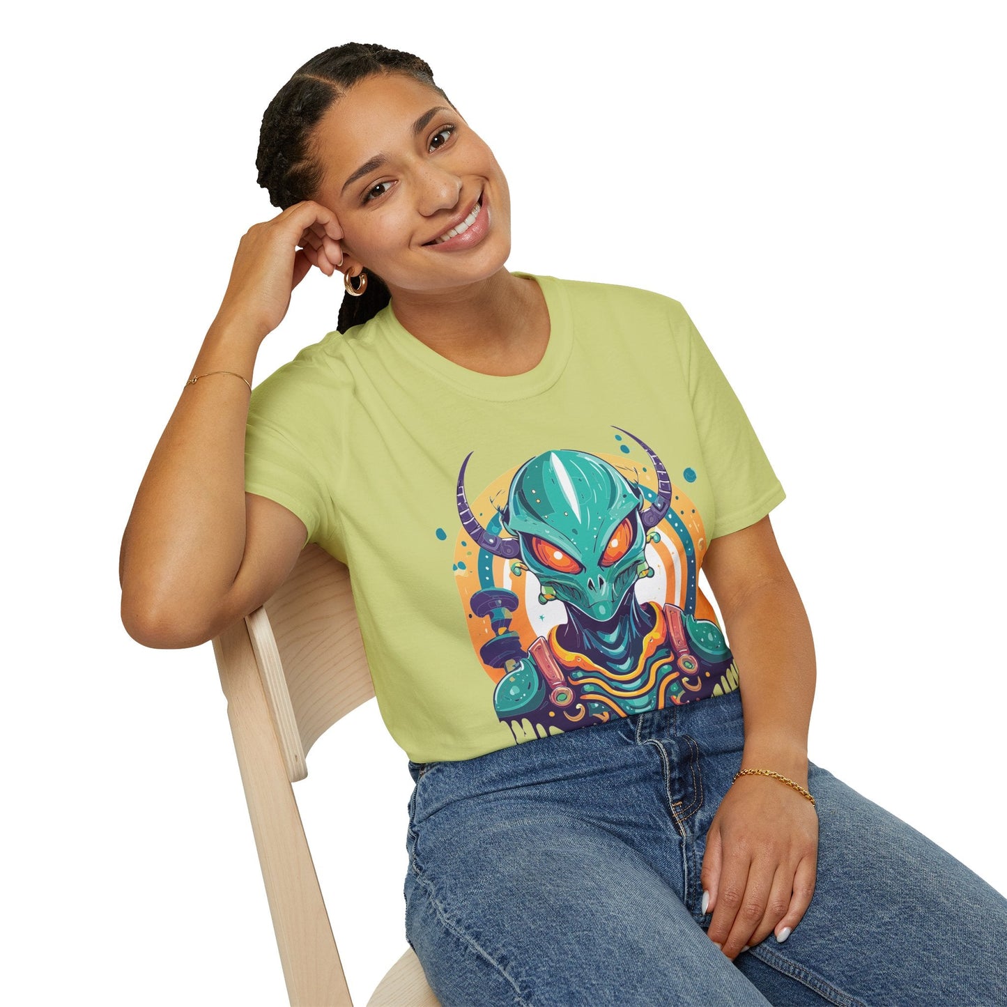 Alien T Shirt Cosmos Shirt Unisex Softstyle Tee 100 Percent Ring Spun Cotton Short Sleeve
